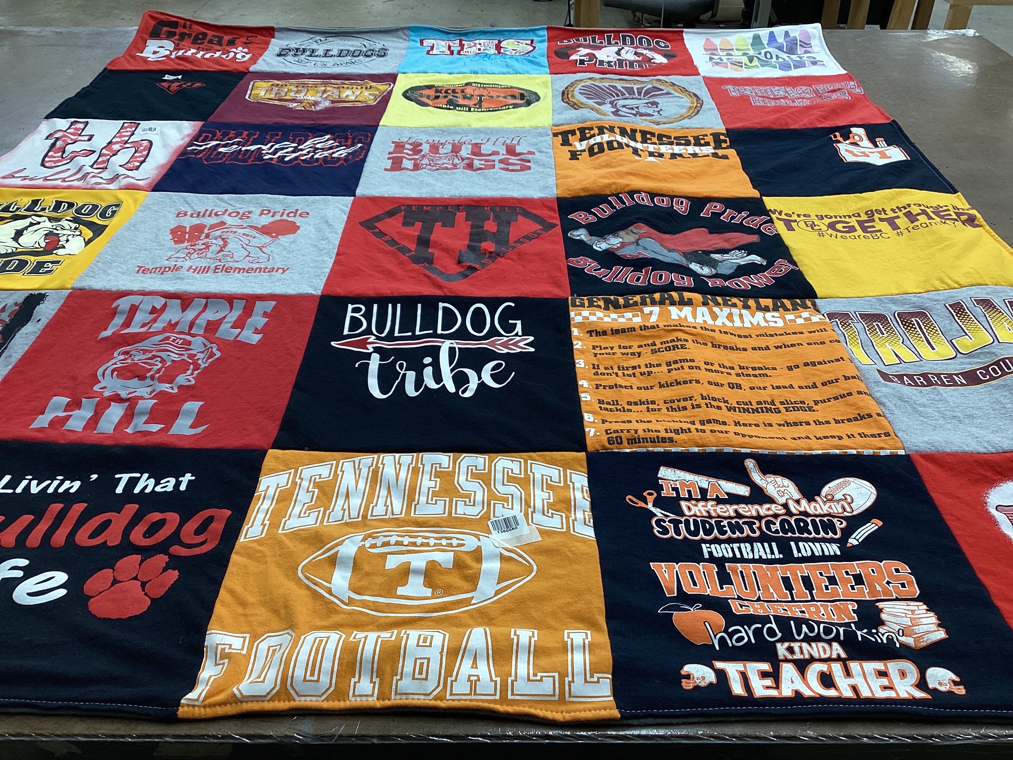 T-shirt quilt featuring tennessee volunteers, troy university by Jacqui from KY