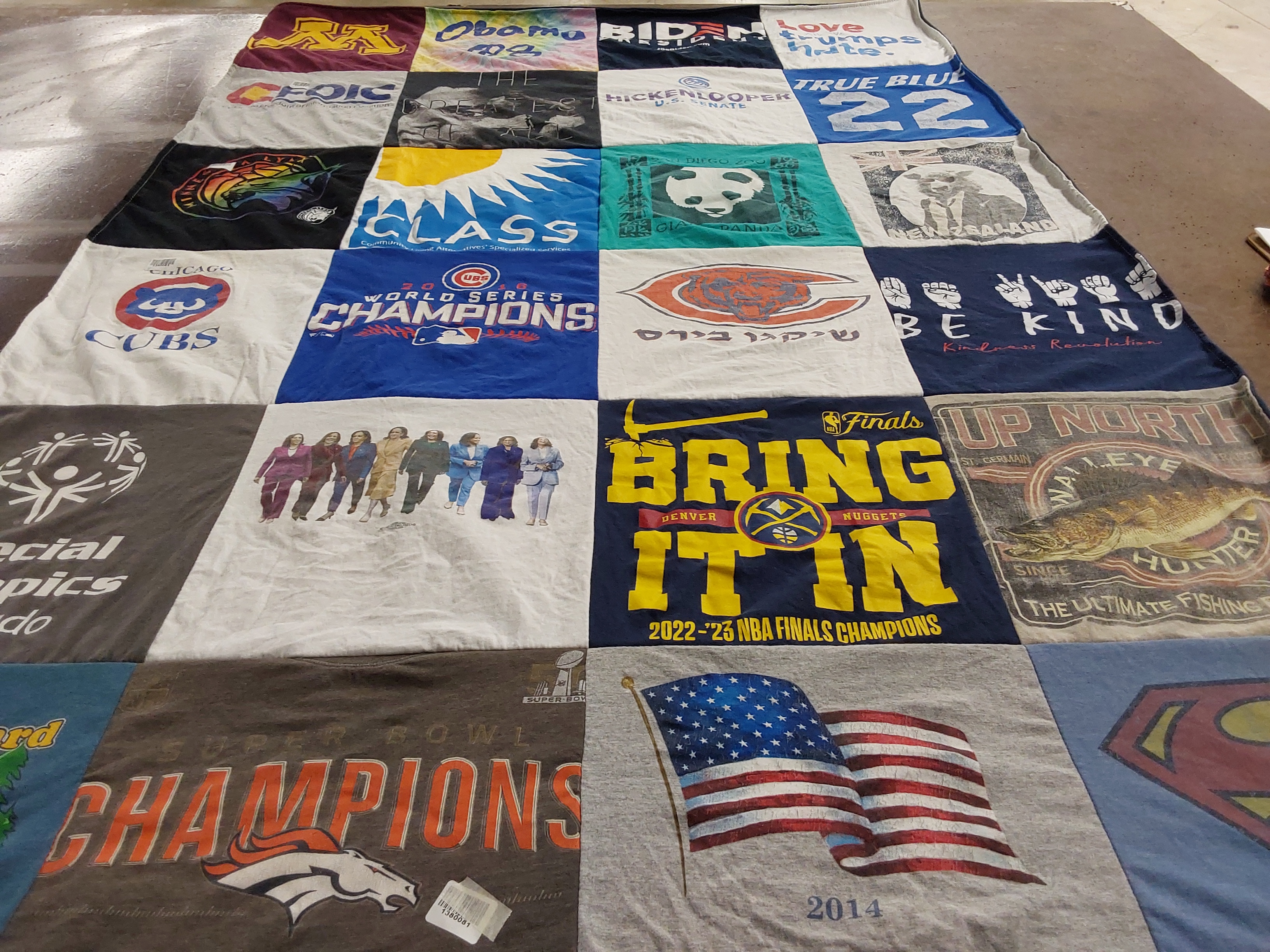 T-shirt quilt featuring chicago cubs, denver nuggets by Karen from CO