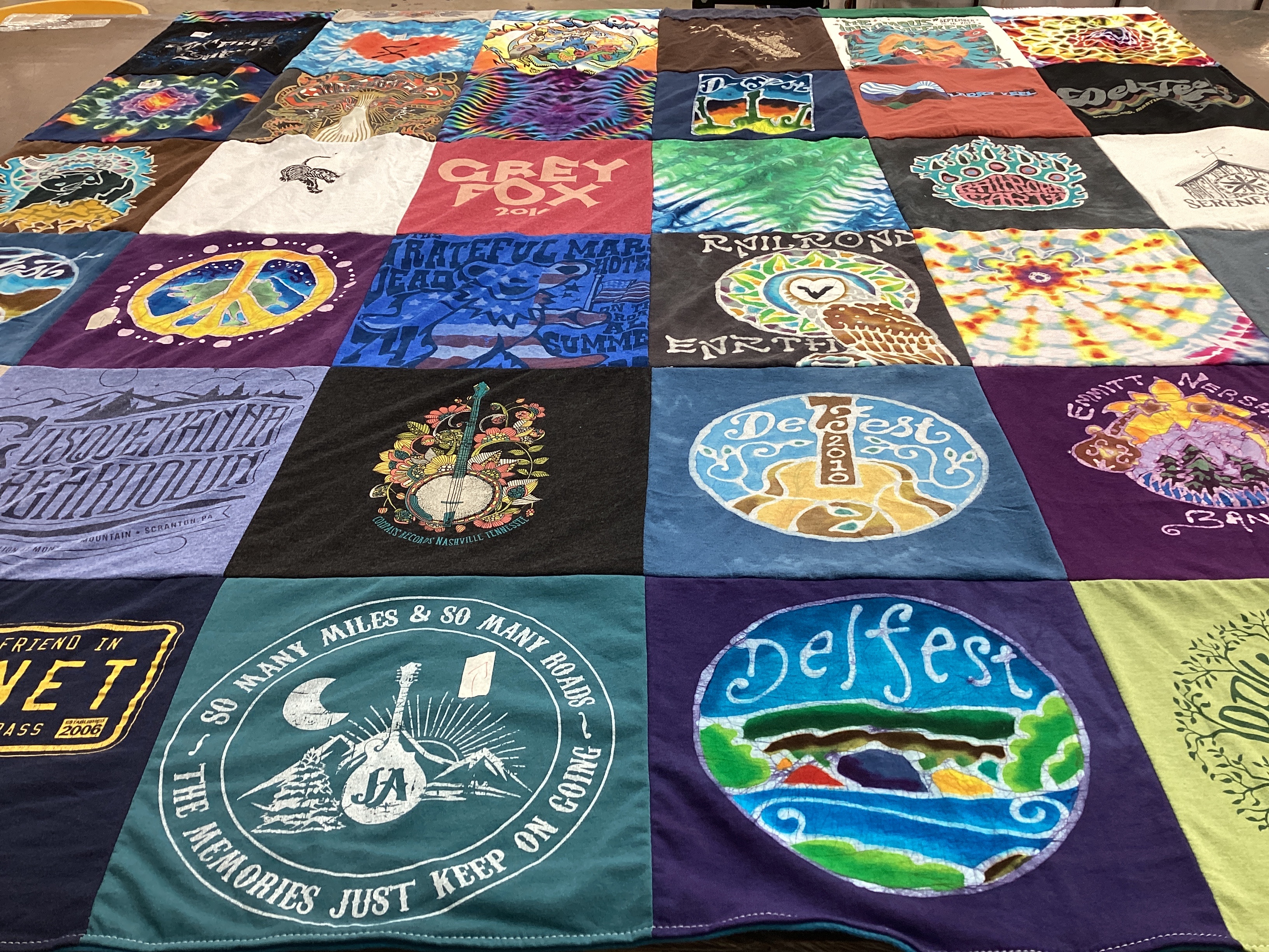 T-shirt quilt with music, festivals themes by Maryann from PA