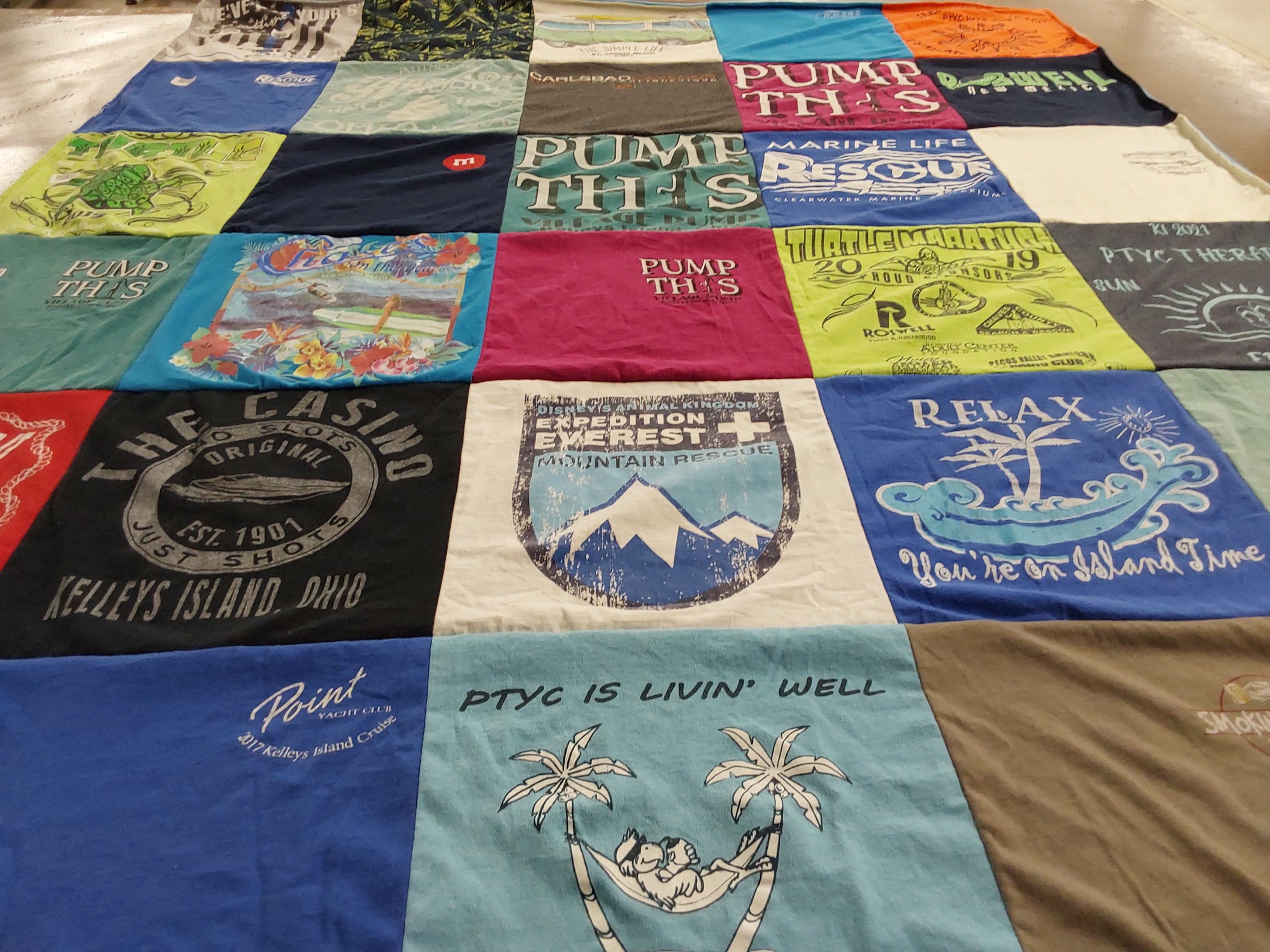 T-shirt quilt with beach, island themes by Christine from VA