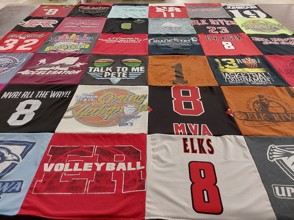 T-shirt quilt featuring elk river high school by Katherine from MN