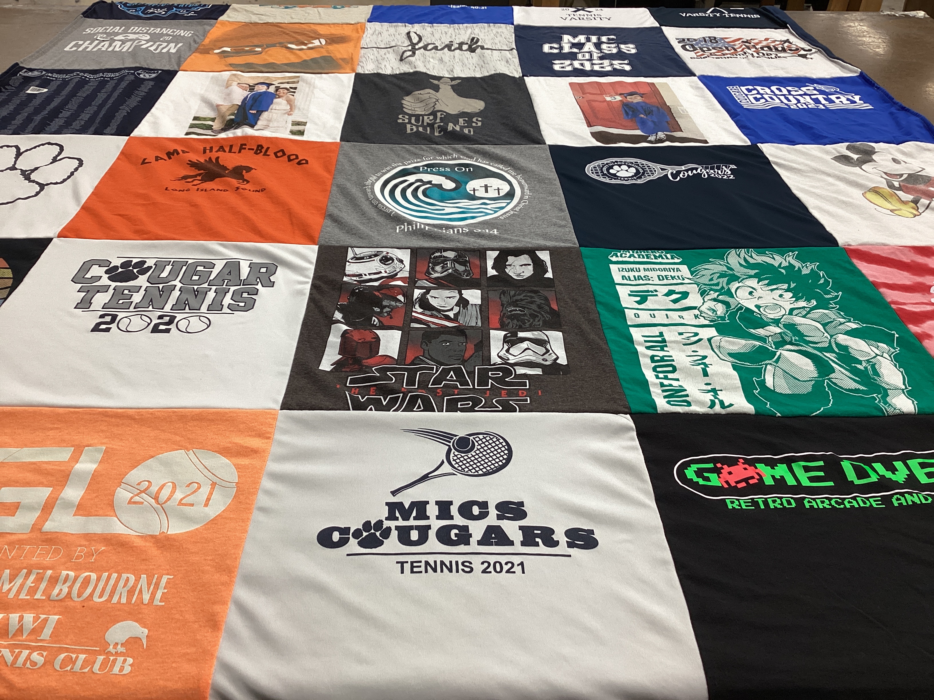 T-shirt quilt featuring cougars tennis team by stacie from FL