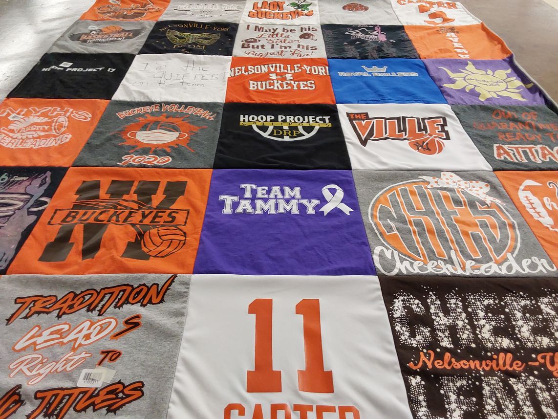 T-shirt quilt featuring nelsonville-york buckeyes by Heather from OH