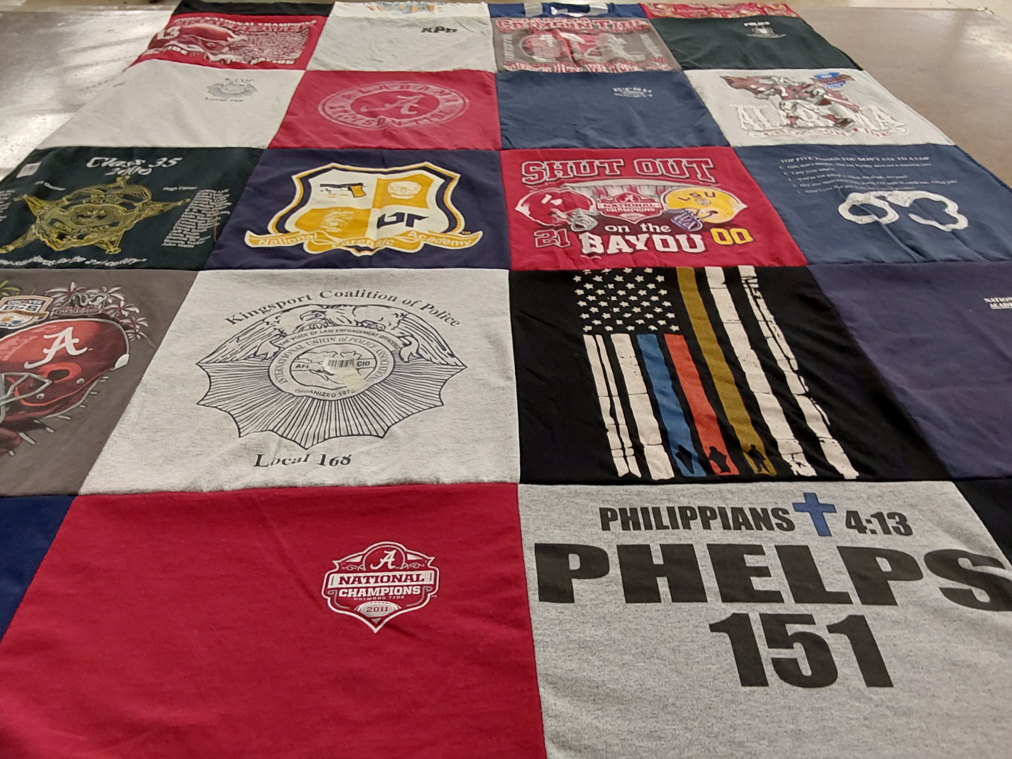T-shirt quilt featuring university of alabama football by Ronea from TN