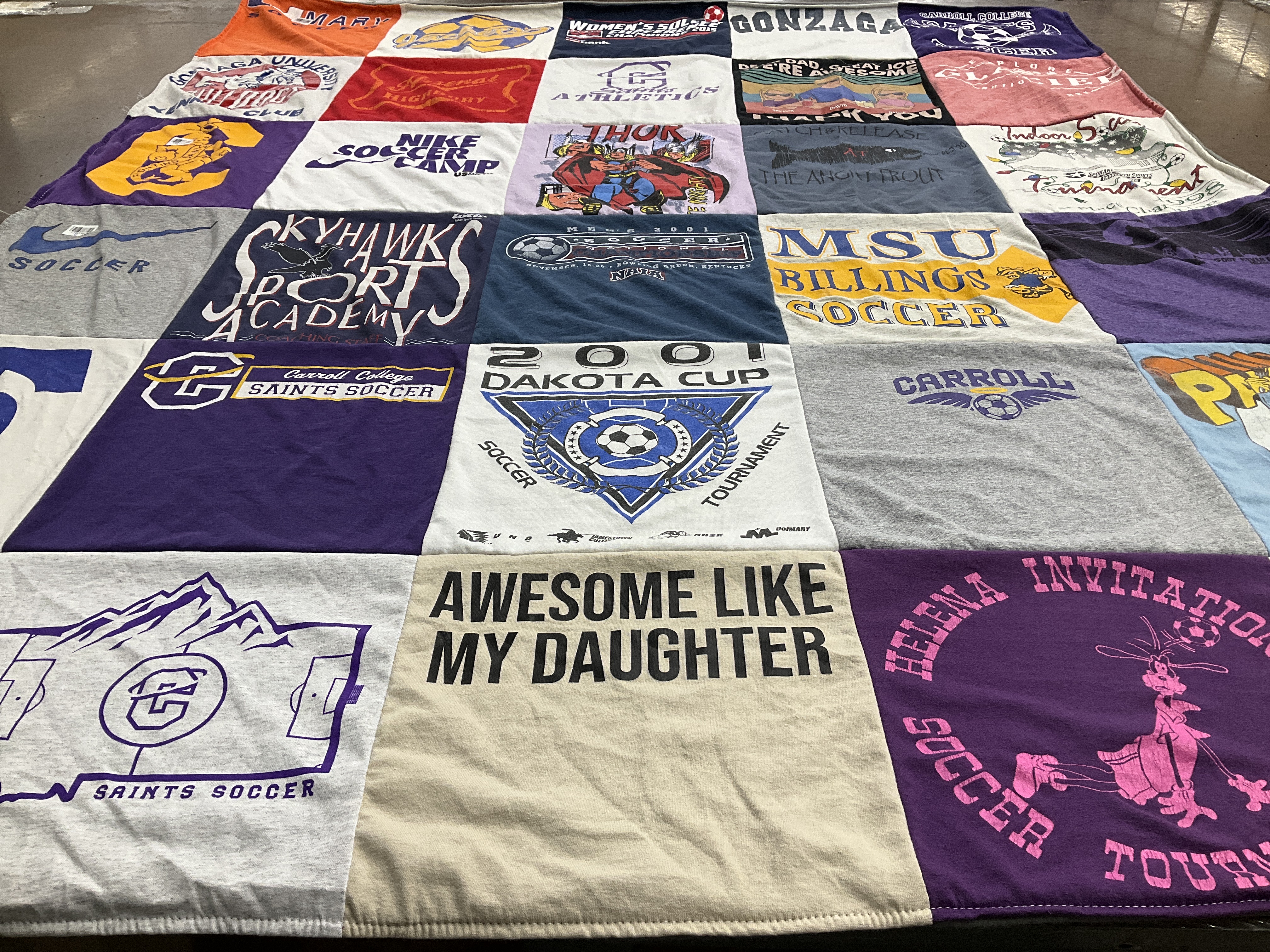 T-shirt quilt featuring carroll college saints soccer by David from MT