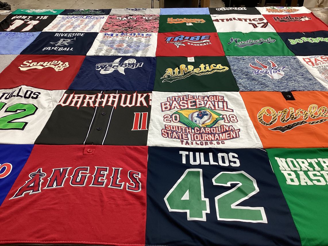 T-shirt quilt featuring angels baseball, athletics baseball by Sacha from SC