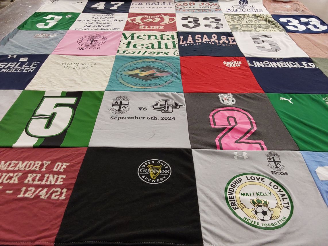 T-shirt quilt featuring la salle college high school soccer by Maribeth from PA