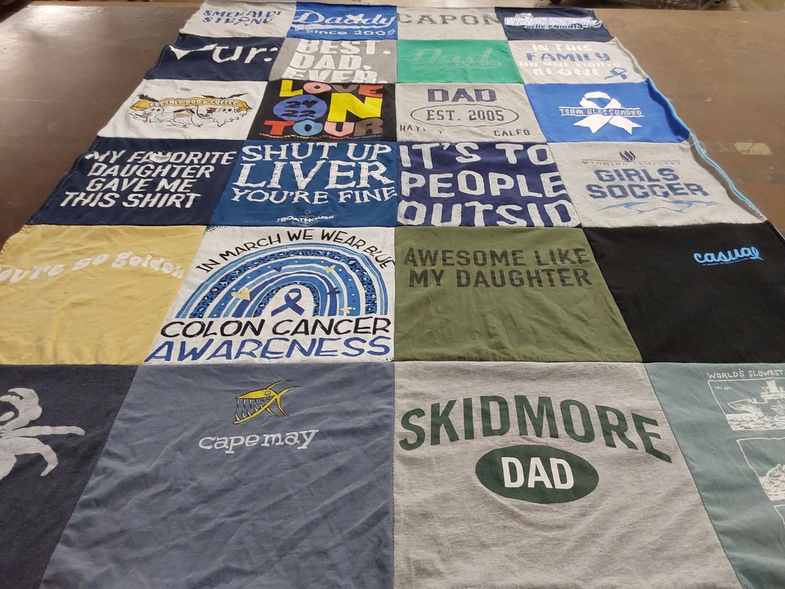 T-shirt quilt with family, health themes by gail from PA