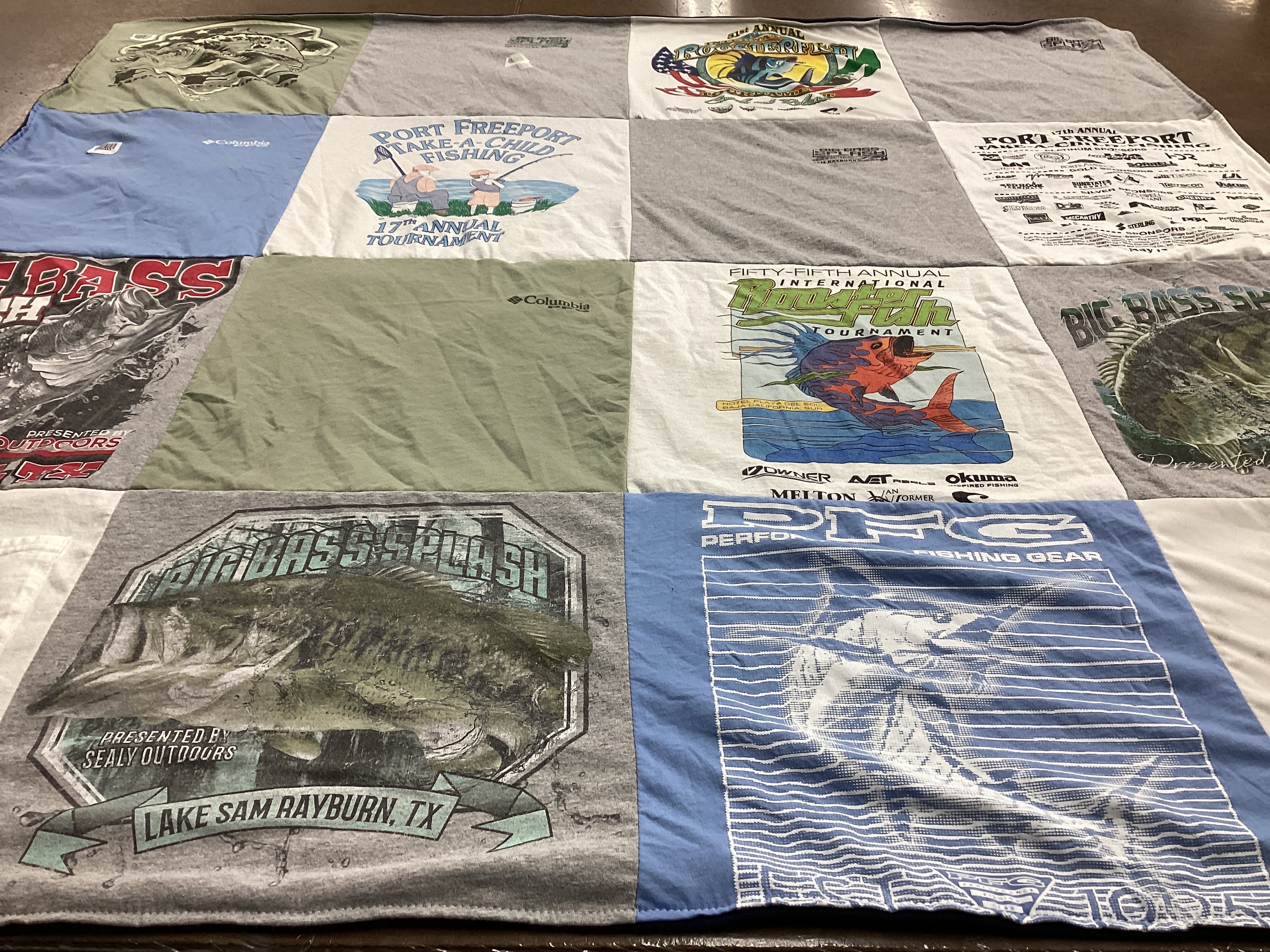 T-shirt quilt with fishing, tournaments themes by Shonda from TX