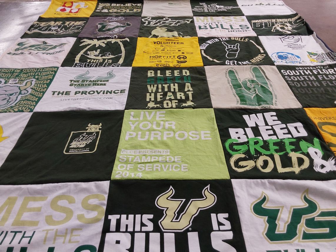 T-shirt quilt featuring university of south florida bulls by Maryann from FL