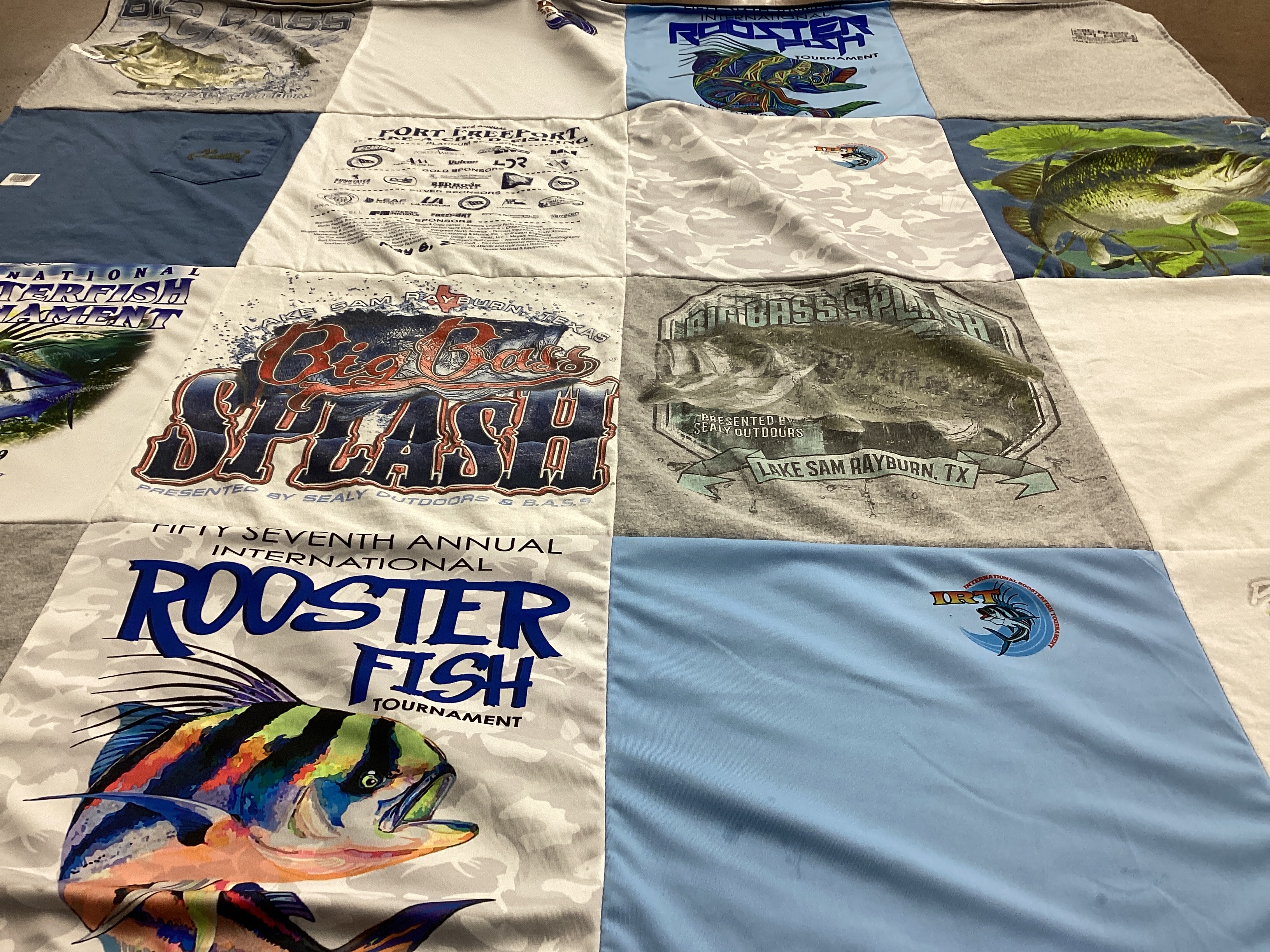 T-shirt quilt with fishing, tournaments themes by Shonda from TX