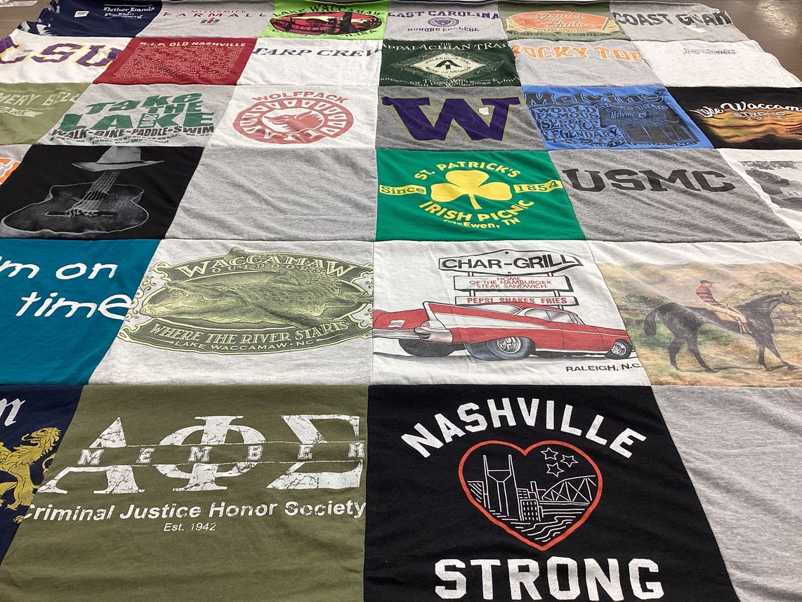 T-shirt quilt featuring wolfpack, usmc by Melissa from TN