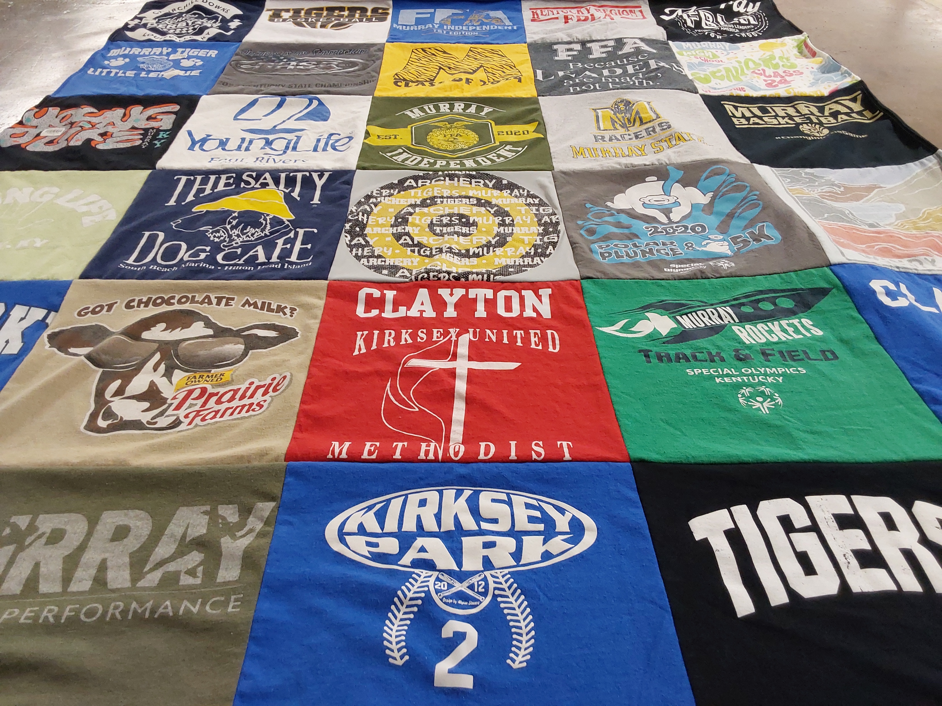 T-shirt quilt featuring murray tigers, kirksey park by Sherri from KY