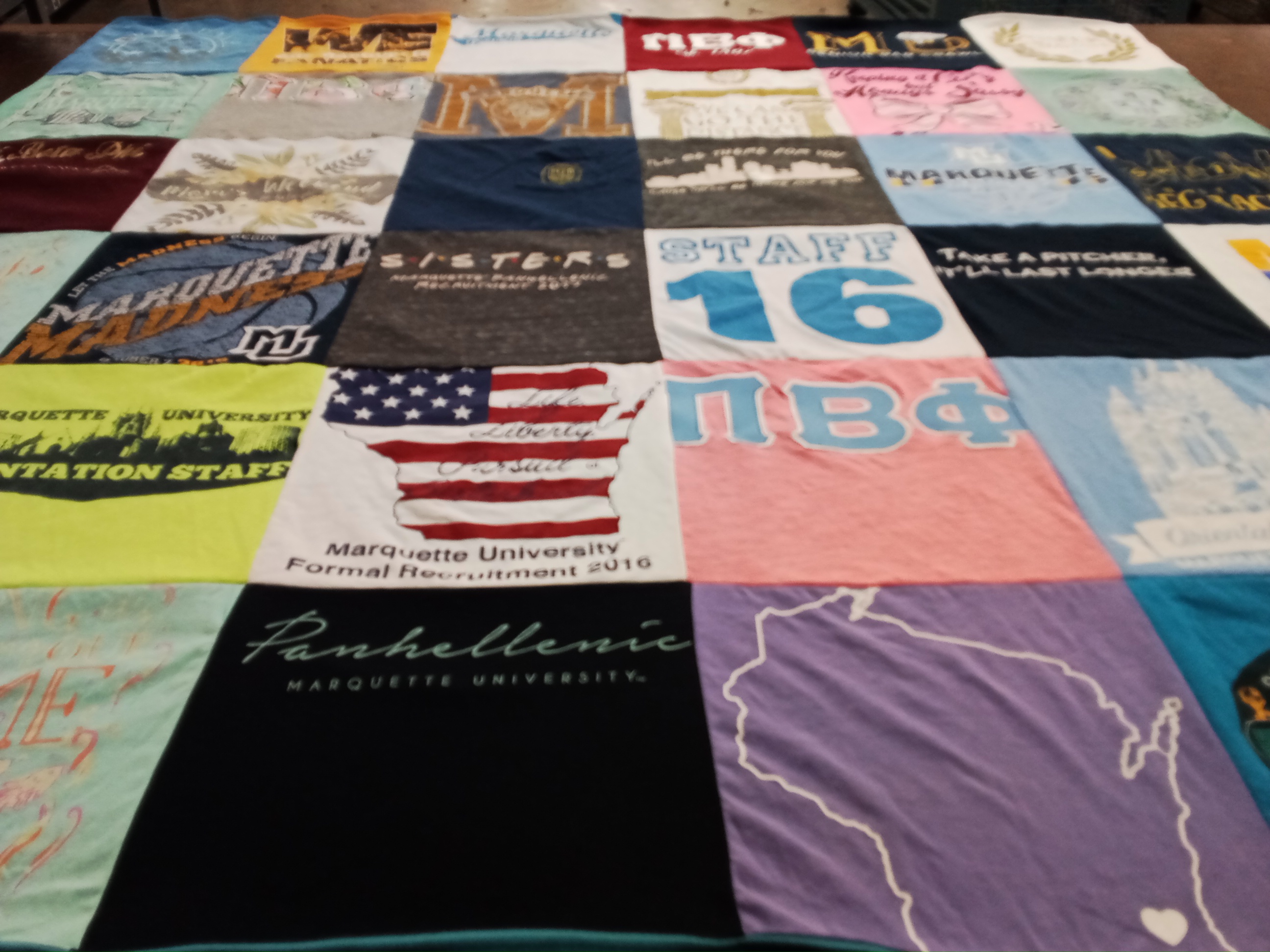 T-shirt quilt from marquette university by Charlotte from CA