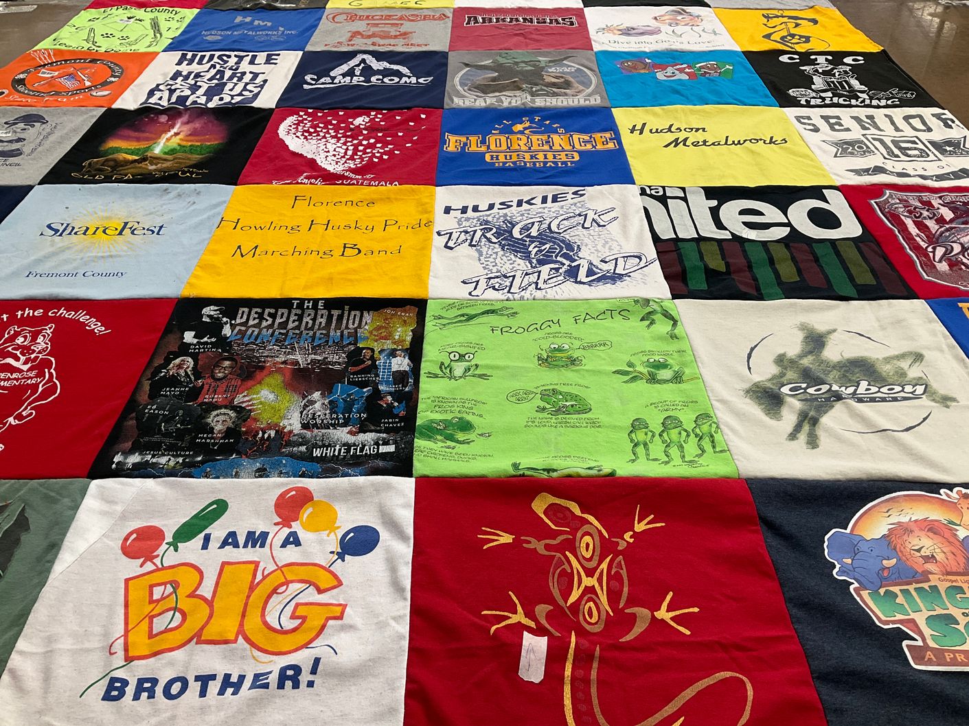 T-shirt quilt featuring florence huskies baseball, huskies track and field by WENDY from CO