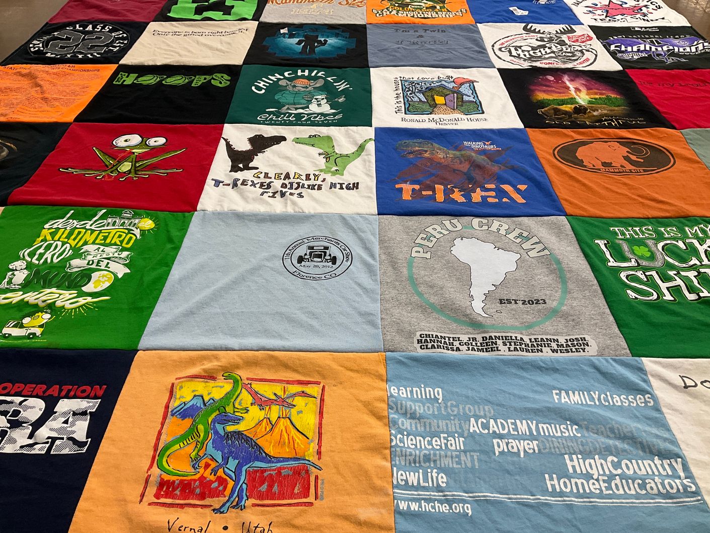 T-shirt quilt featuring peru crew by WENDY from CO