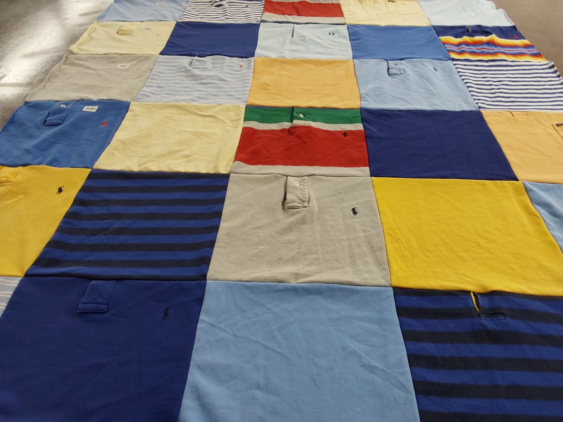 T-shirt quilt with sewing, quilting themes by Dolly from FL