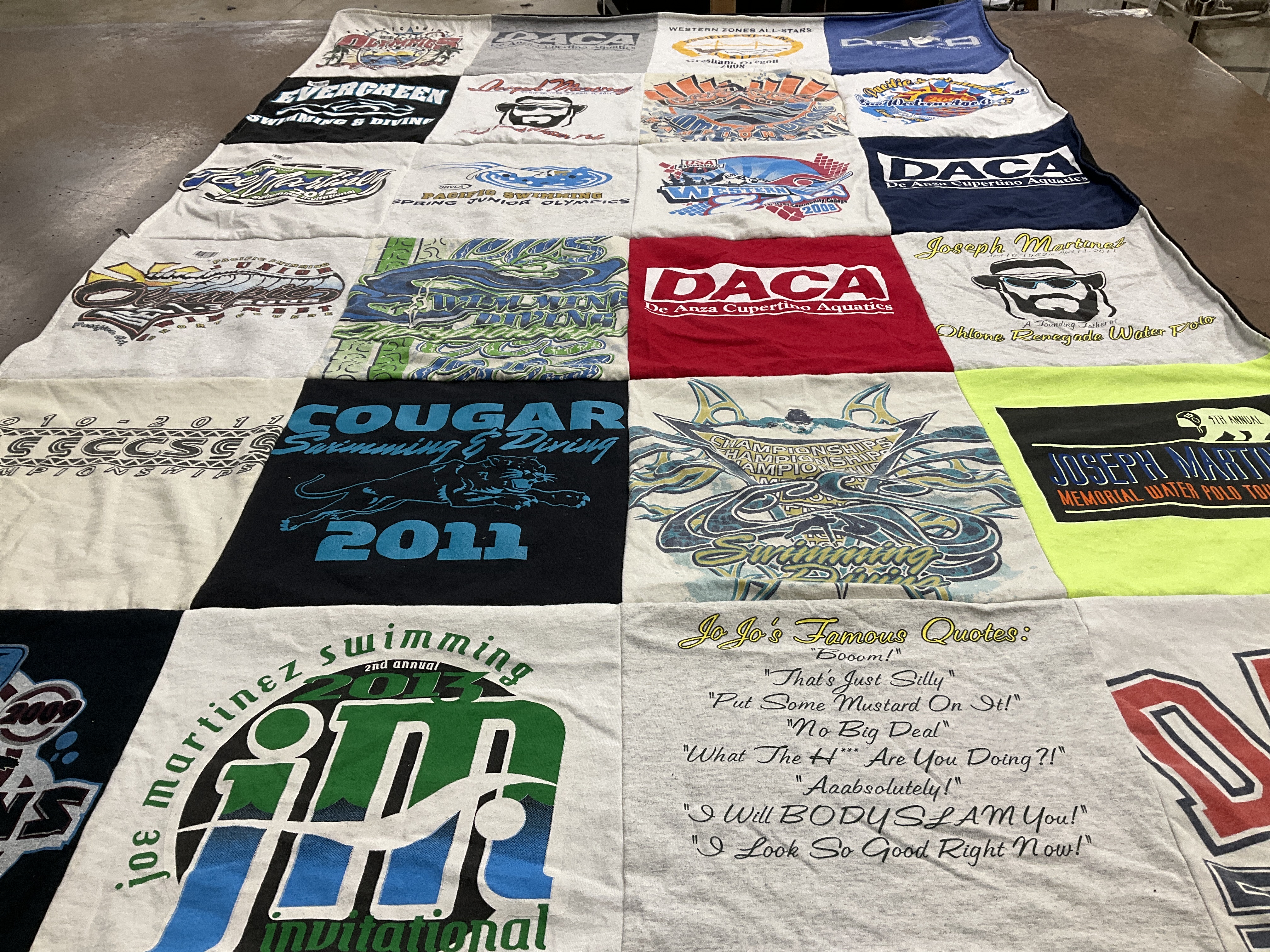 T-shirt quilt from evergreen high school, cougar swimming and diving by JONATHON from CA