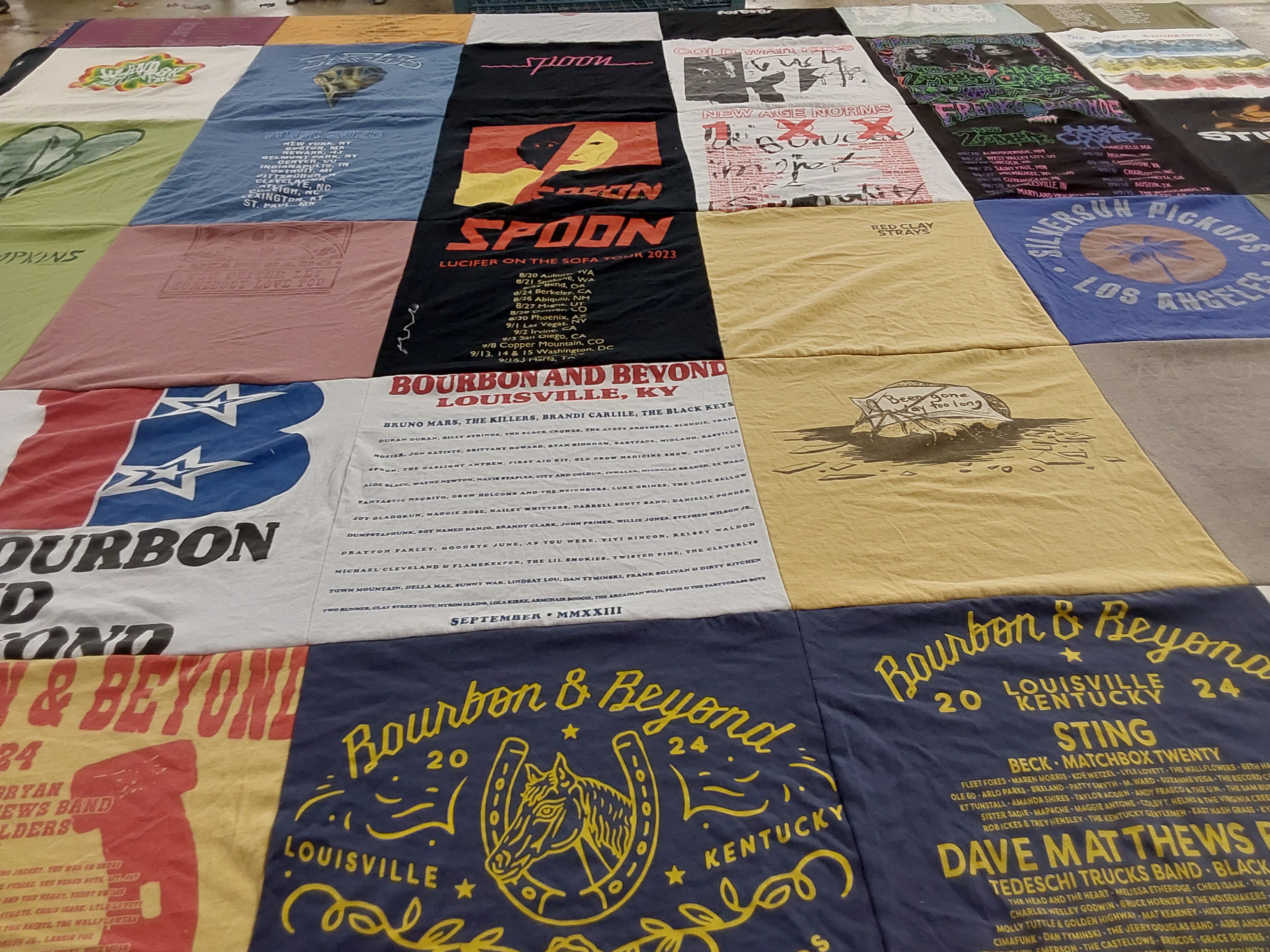 T-shirt quilt with music, festivals themes by Melissa from IN