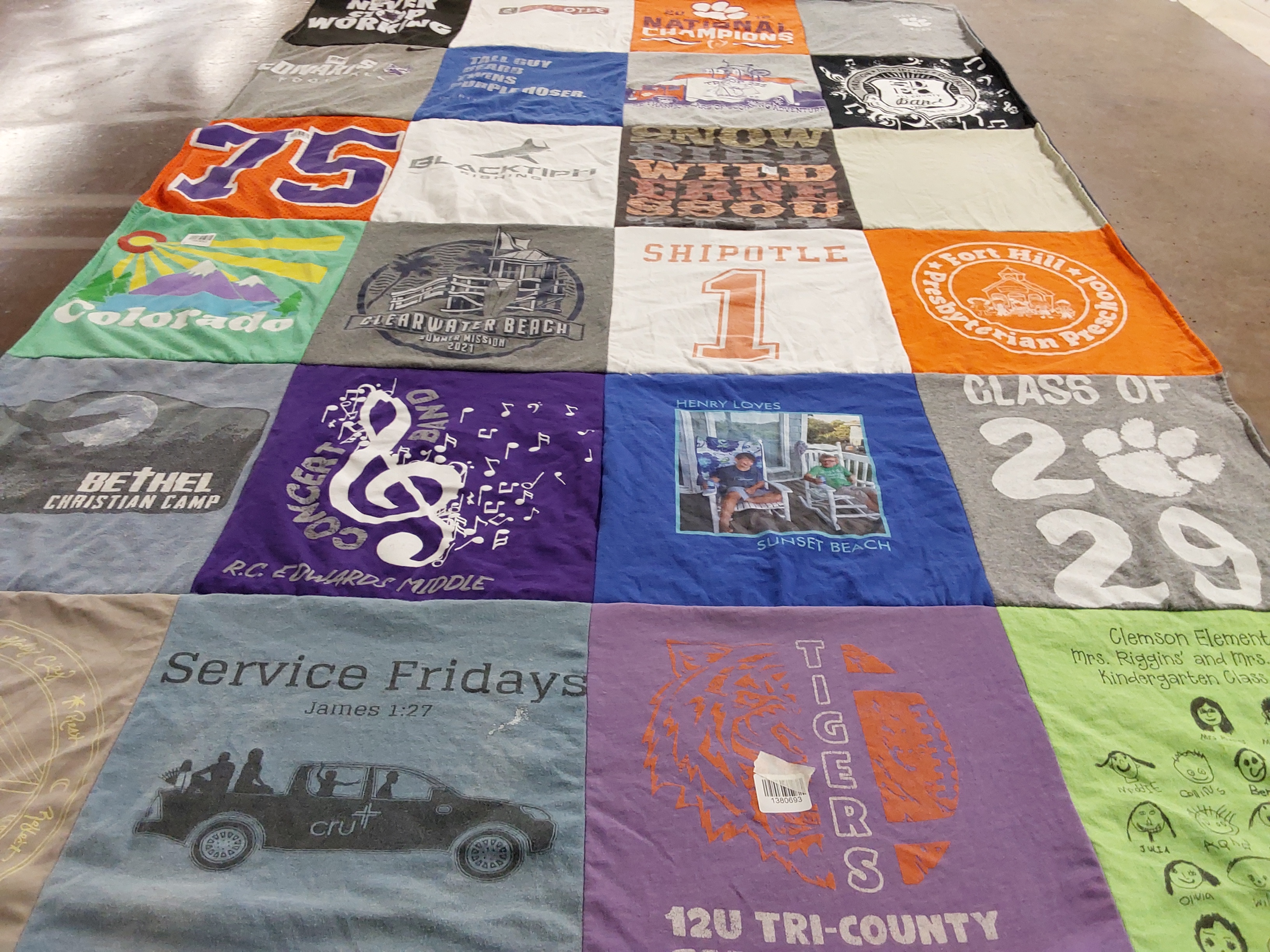 T-shirt quilt featuring 12u tri-county tigers by Anna from SC