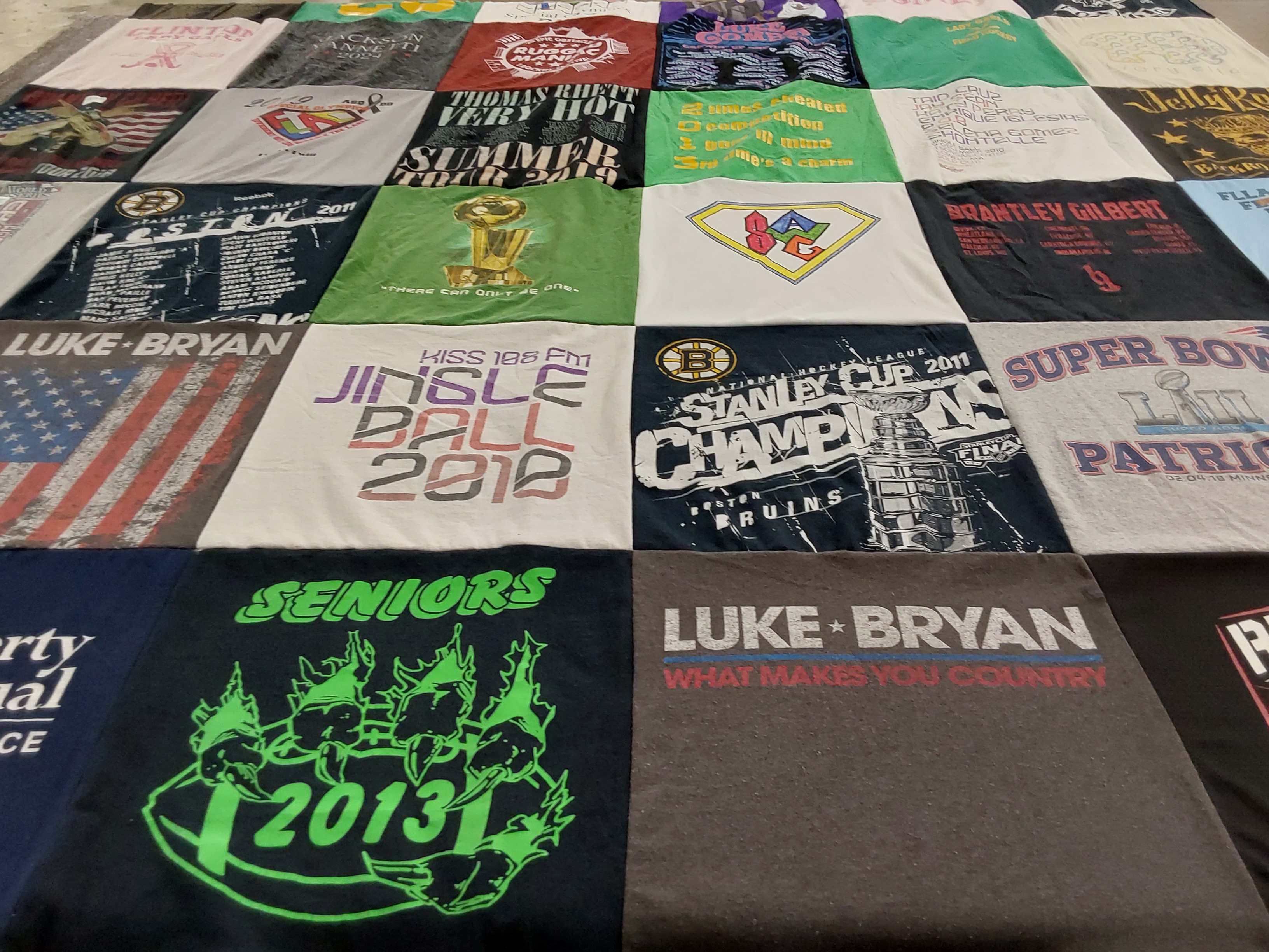 T-shirt quilt featuring boston bruins, new england patriots by Mikayla from MA