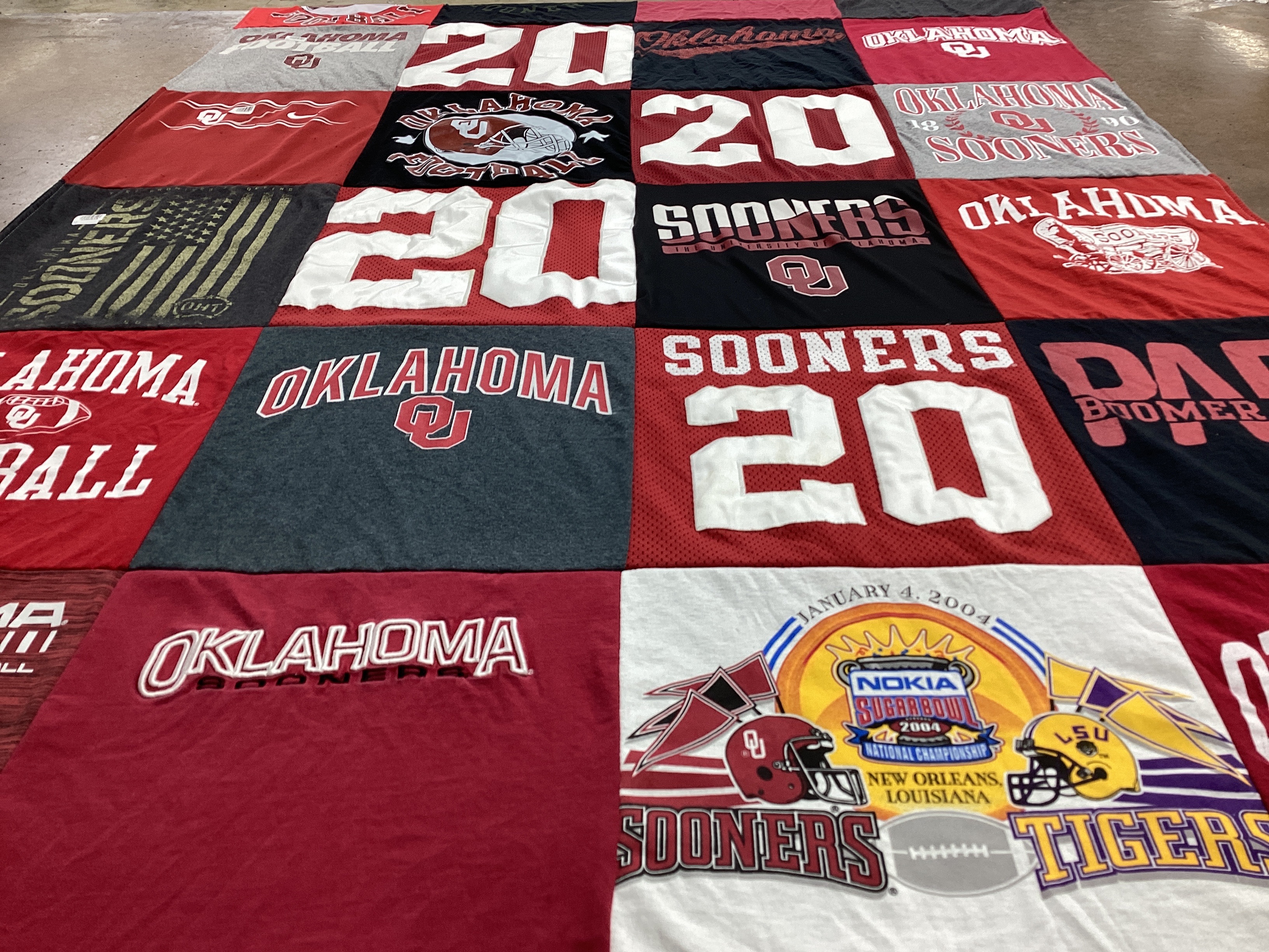 T-shirt quilt featuring university of oklahoma sooners by Rick from OK