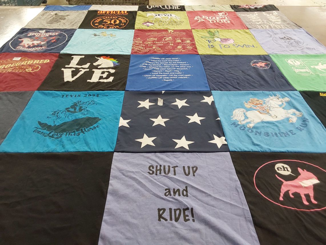 T-shirt quilt with horses, equestrian themes by jen from GA