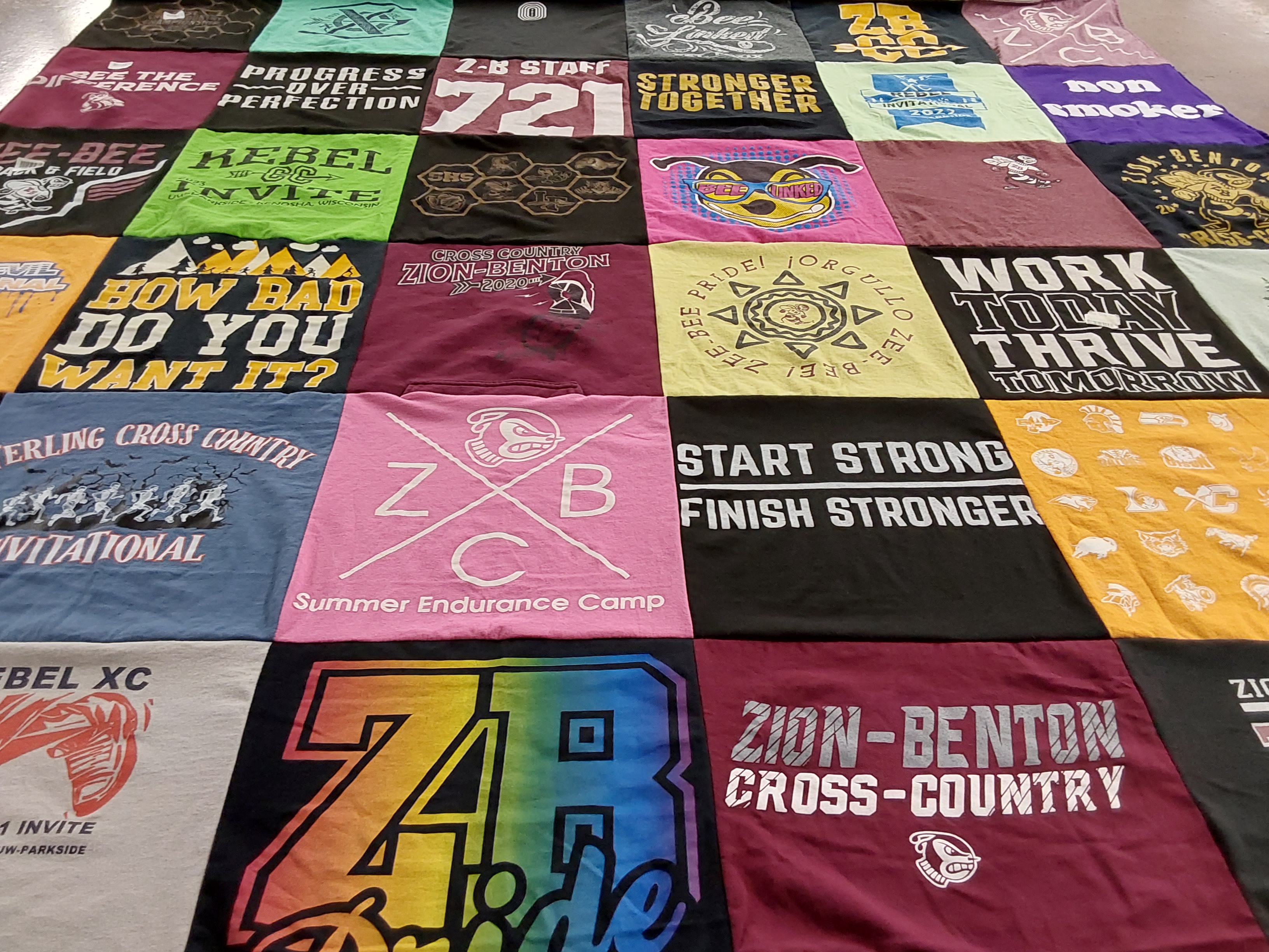 T-shirt quilt featuring zion-benton cross-country by Jeanne from IL