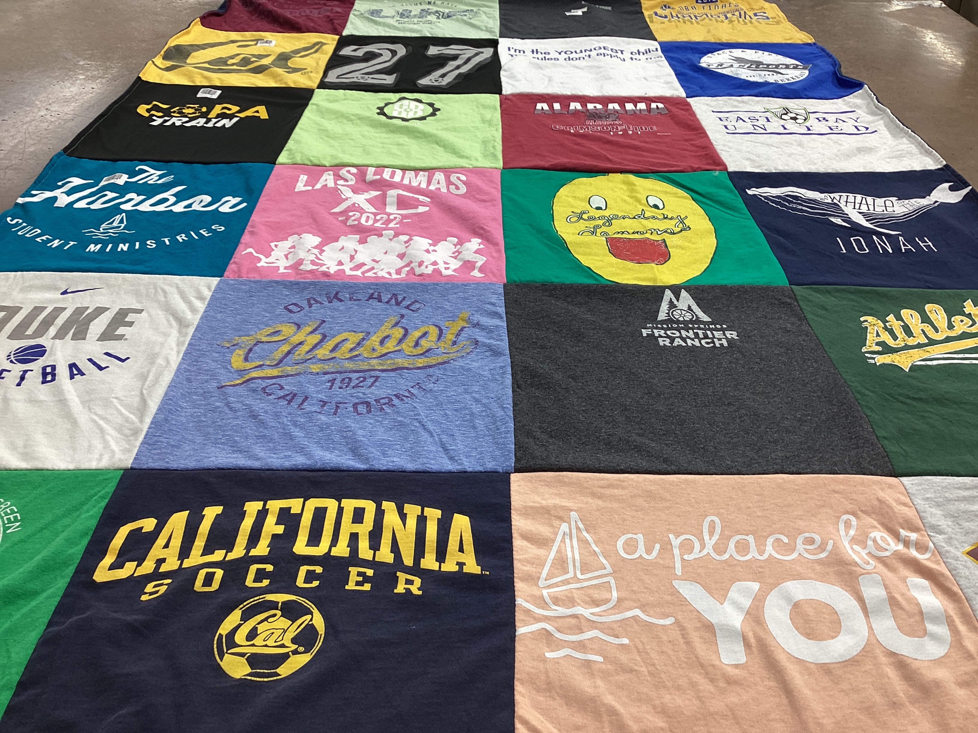 T-shirt quilt featuring duke university basketball, california soccer by Katie from CA