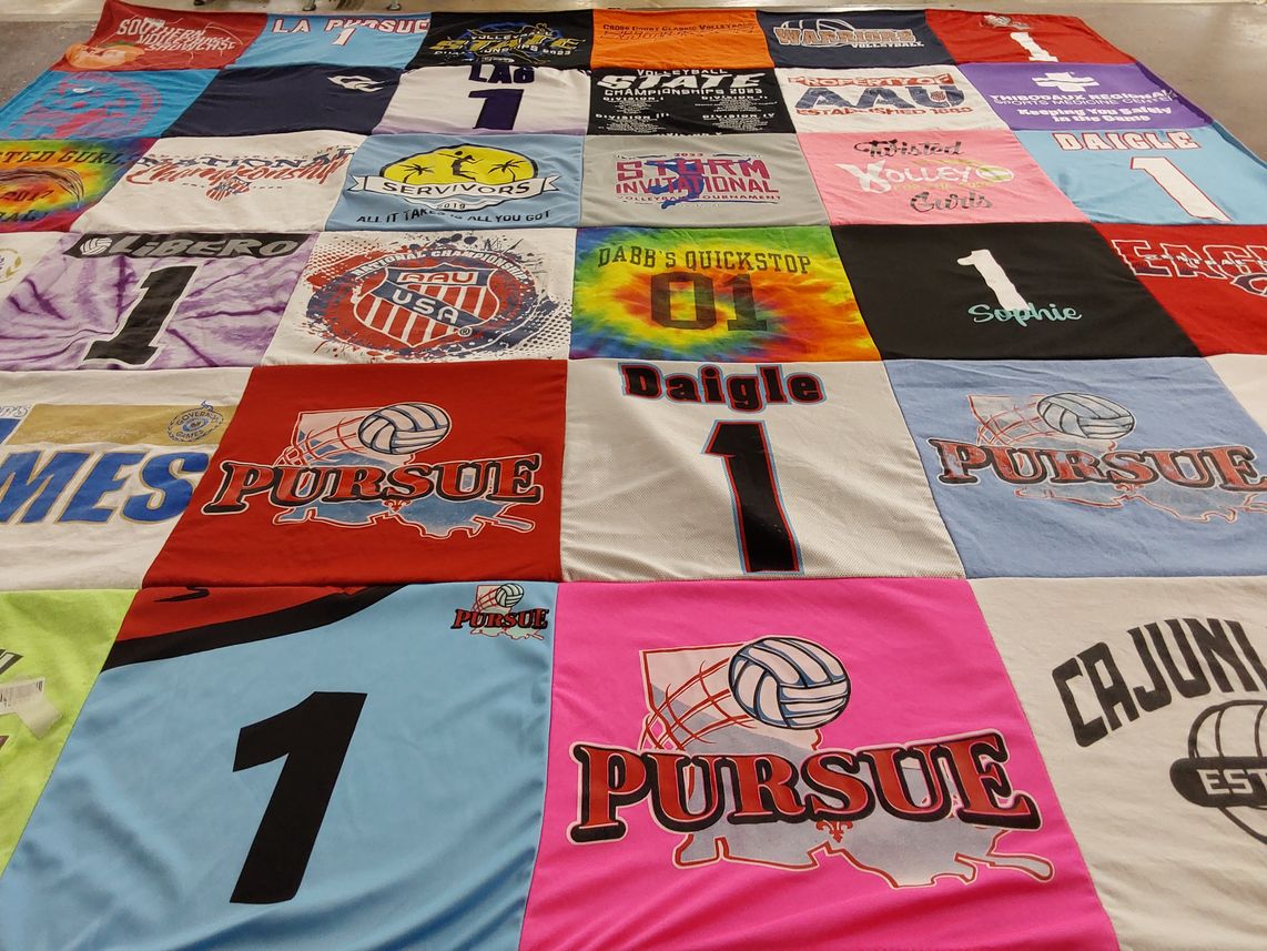 T-shirt quilt with volleyball, sports themes by alexis from LA