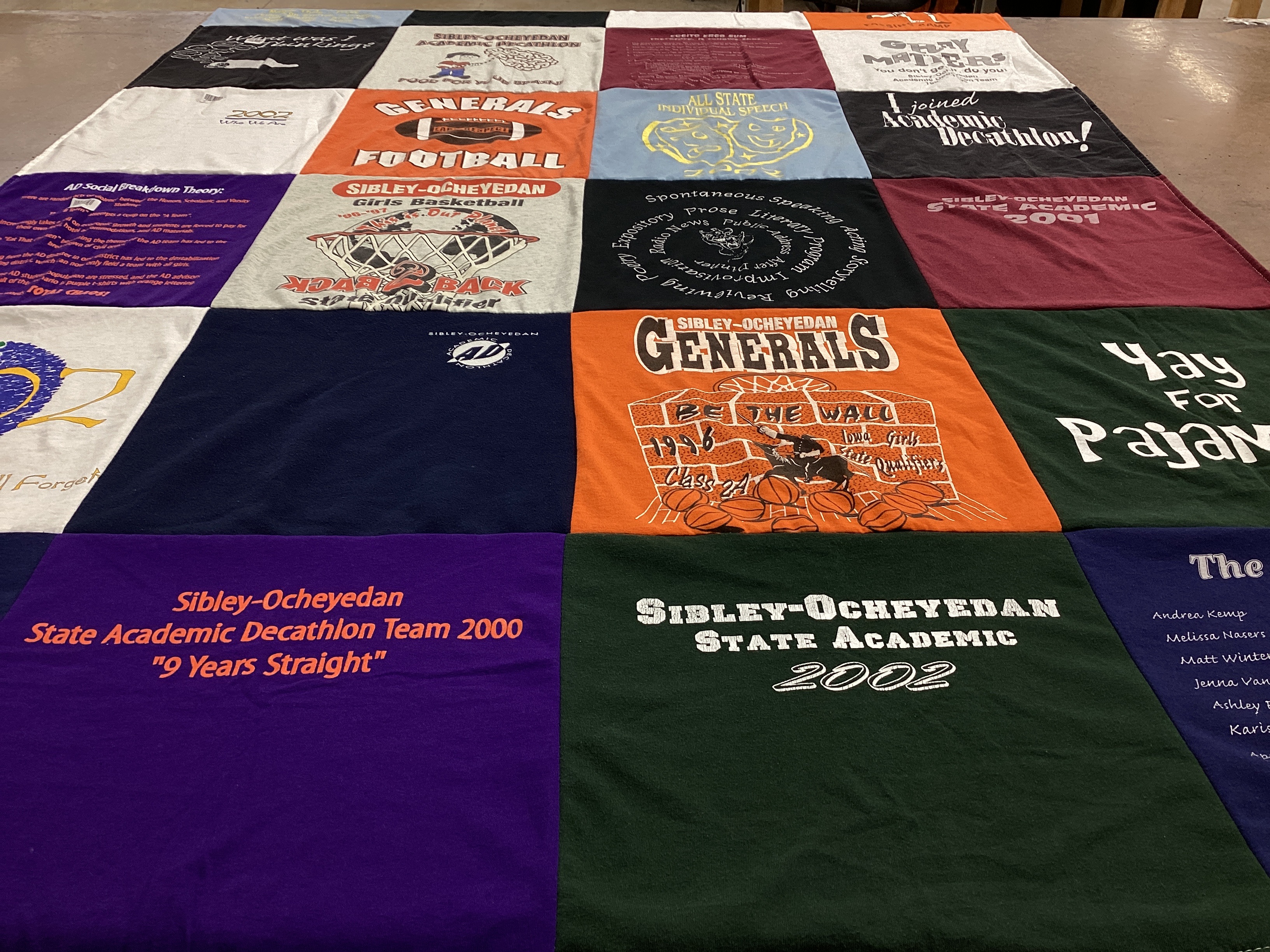 T-shirt quilt featuring sibley-ocheyedan generals by MATT from IA