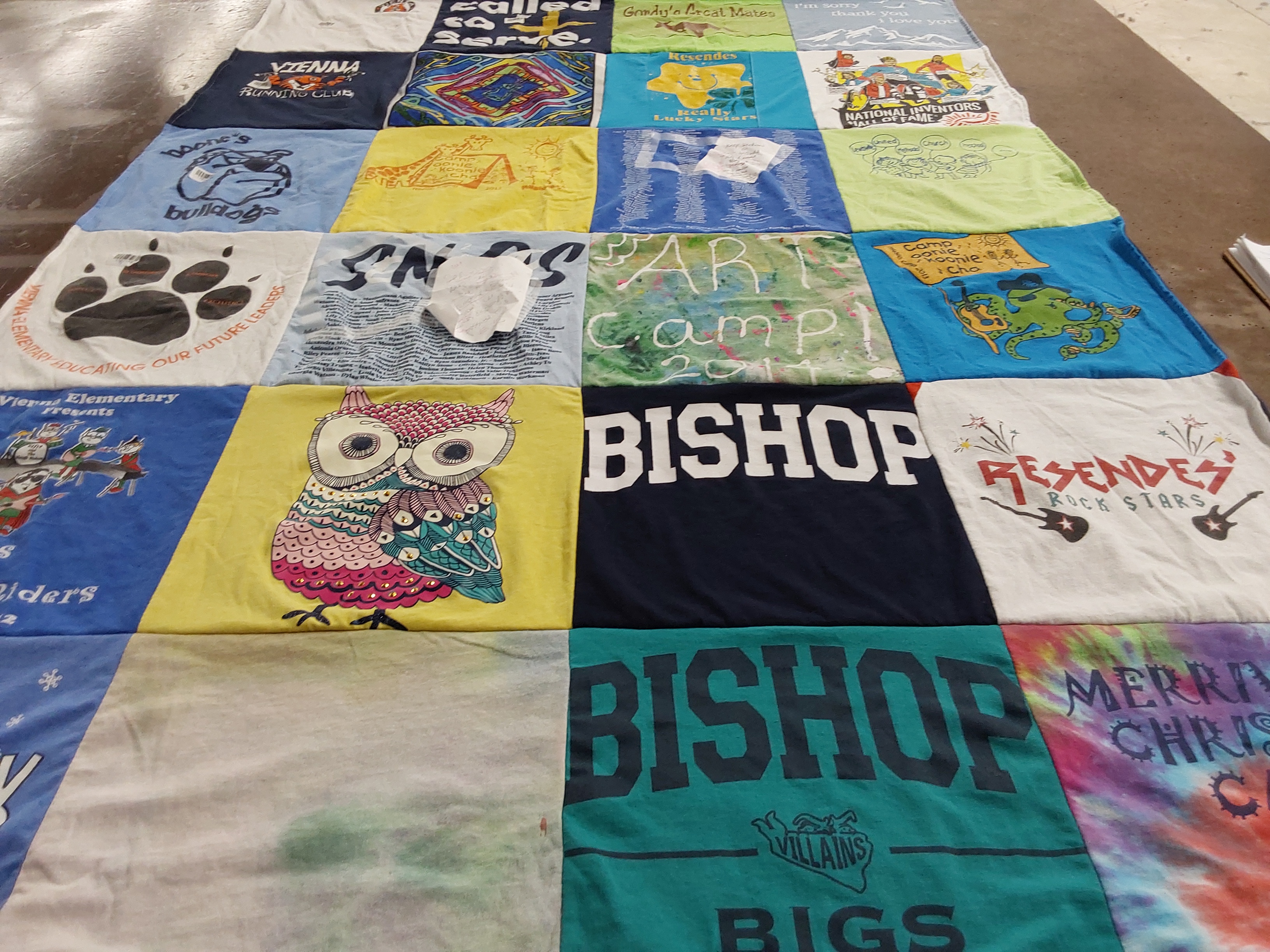 T-shirt quilt featuring running club, resendes rock stars by Connie from NC