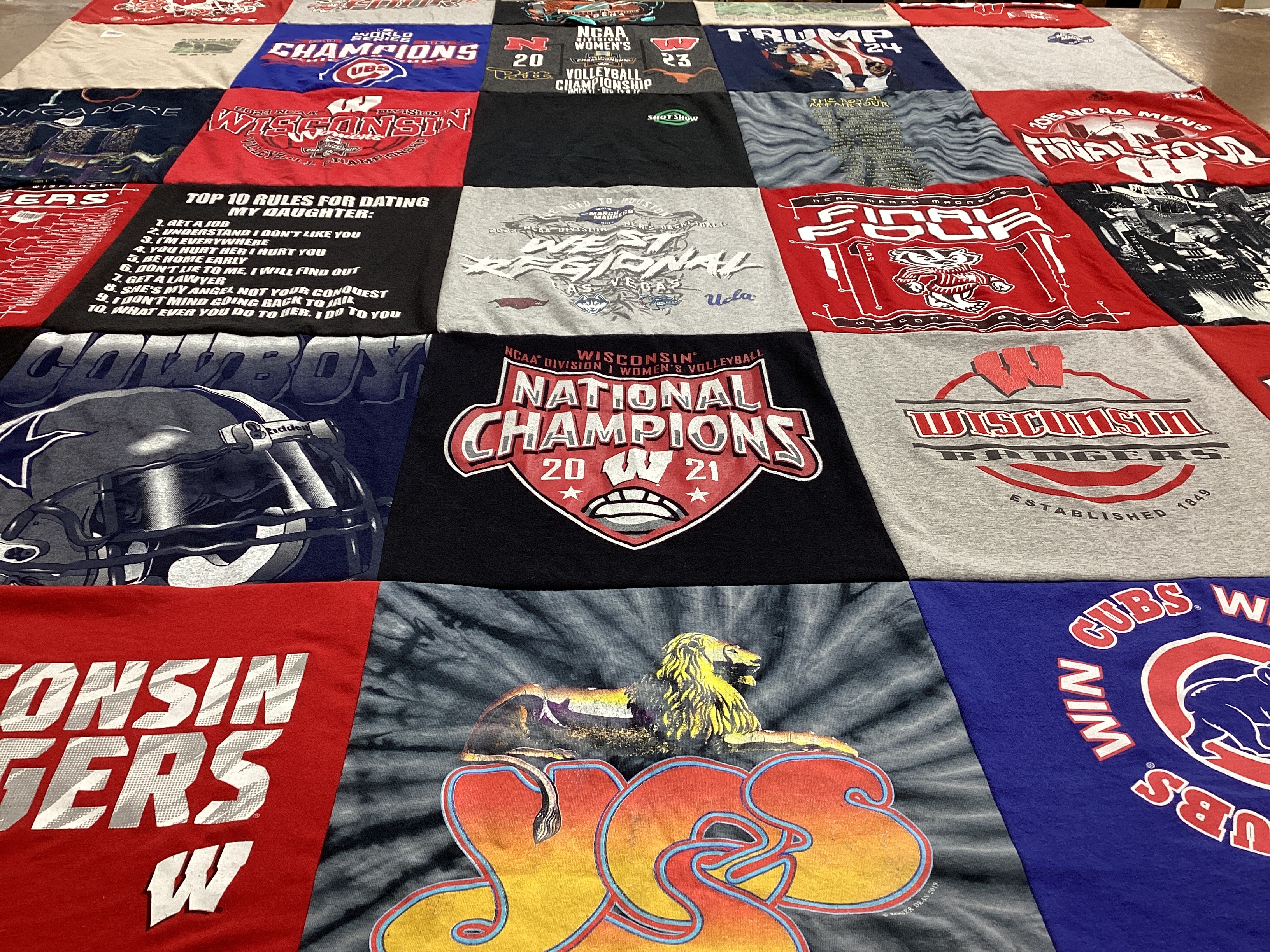 T-shirt quilt featuring wisconsin badgers, chicago cubs by Amber from IL