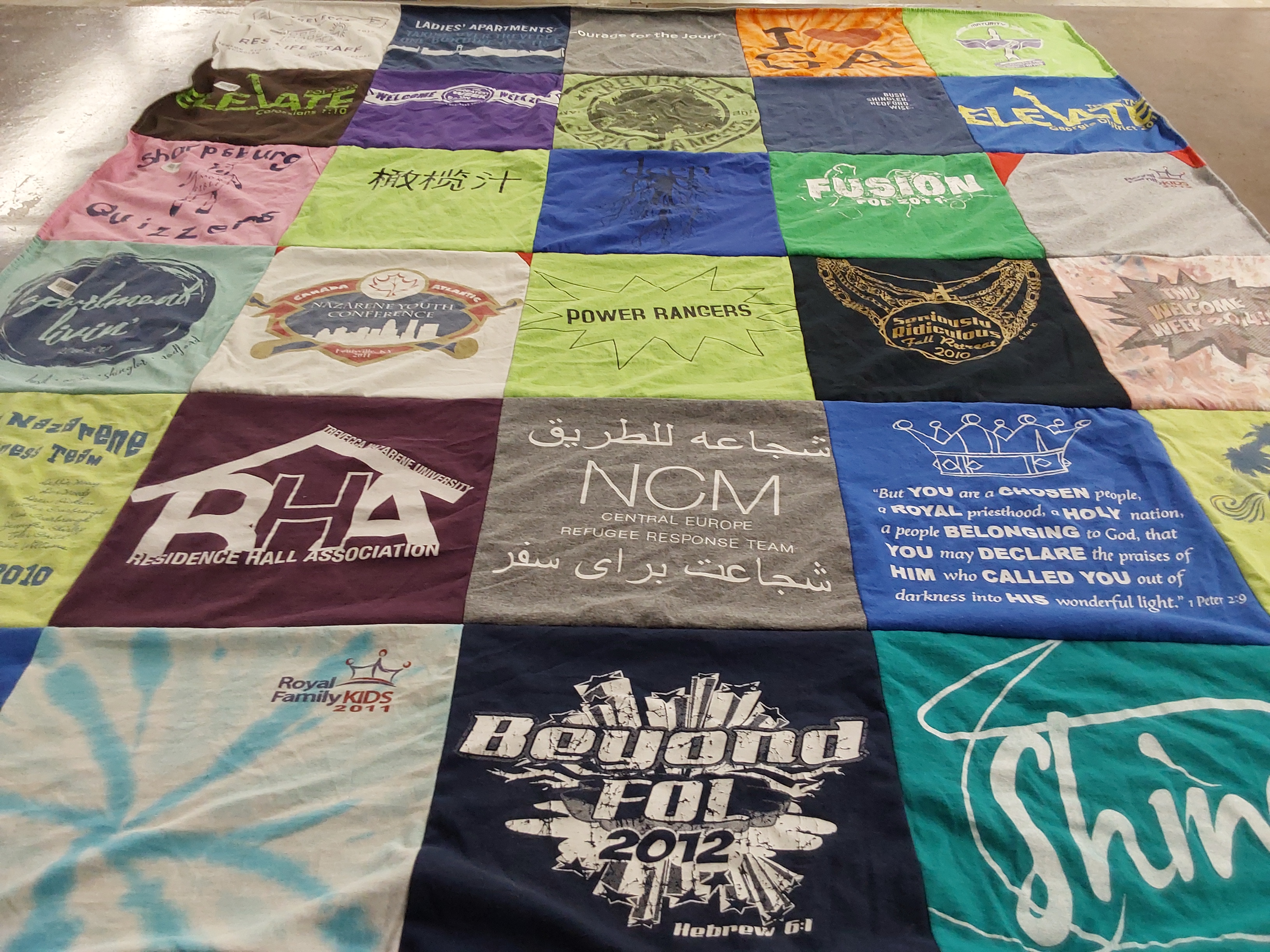T-shirt quilt from nazarene bible college by Kristi from GA
