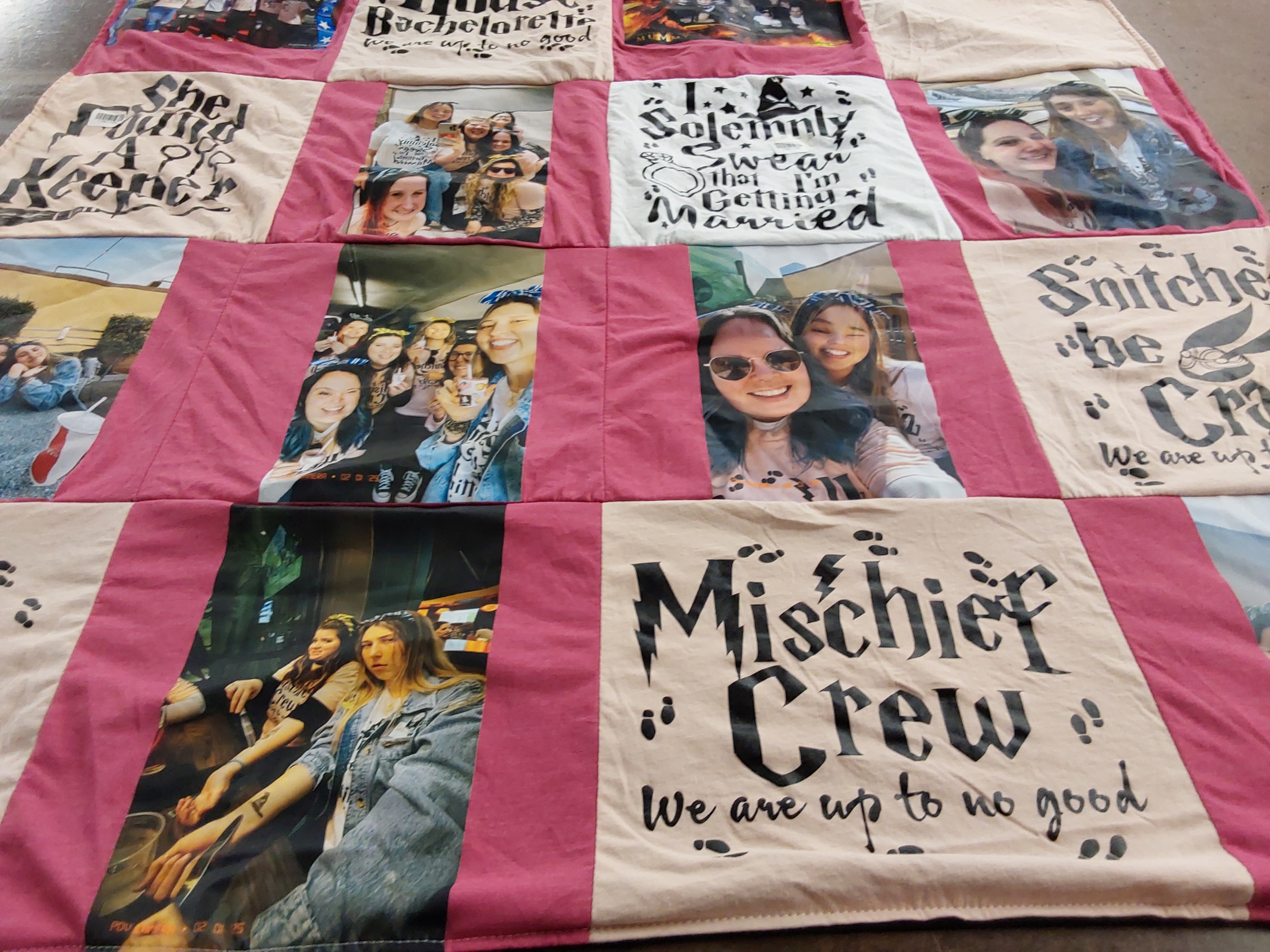 T-shirt quilt with celebrations, friendship themes by Tori from CA