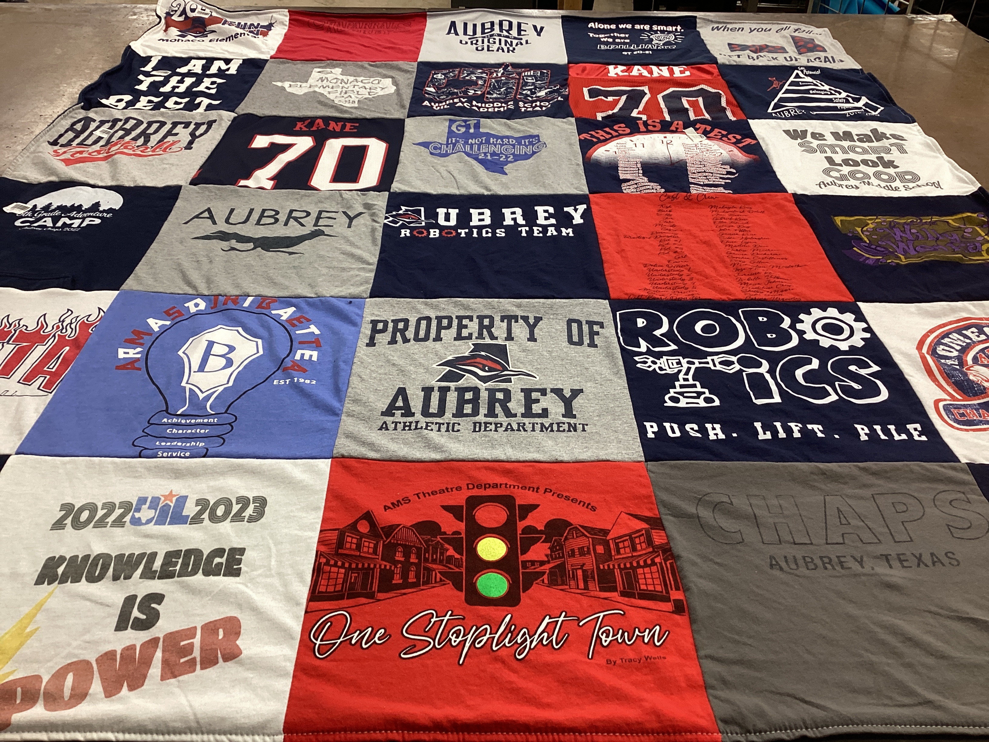 T-shirt quilt featuring aubrey sports team by Autumn from TX