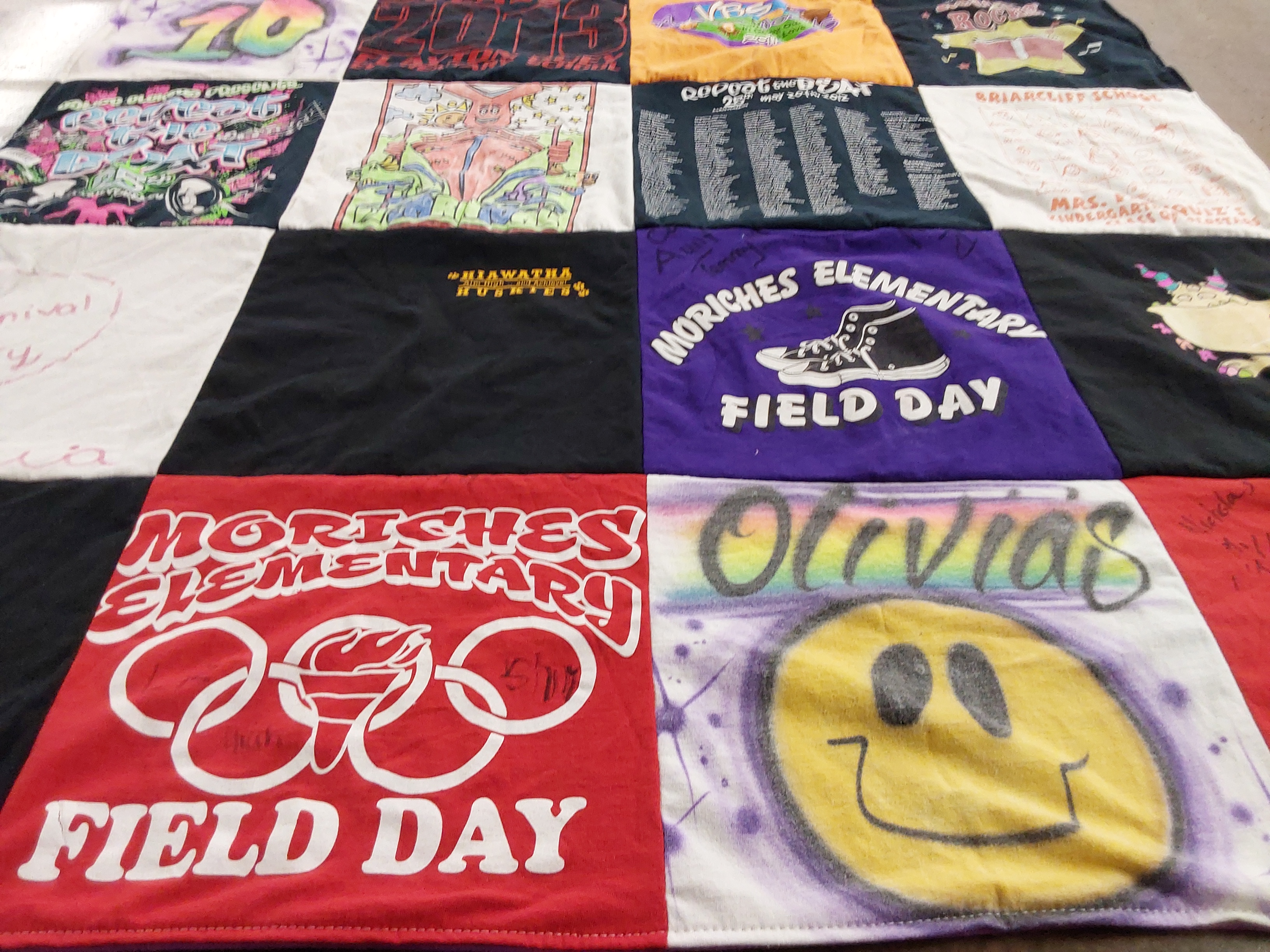 T-shirt quilt from moriches elementary school by Wendy from NC