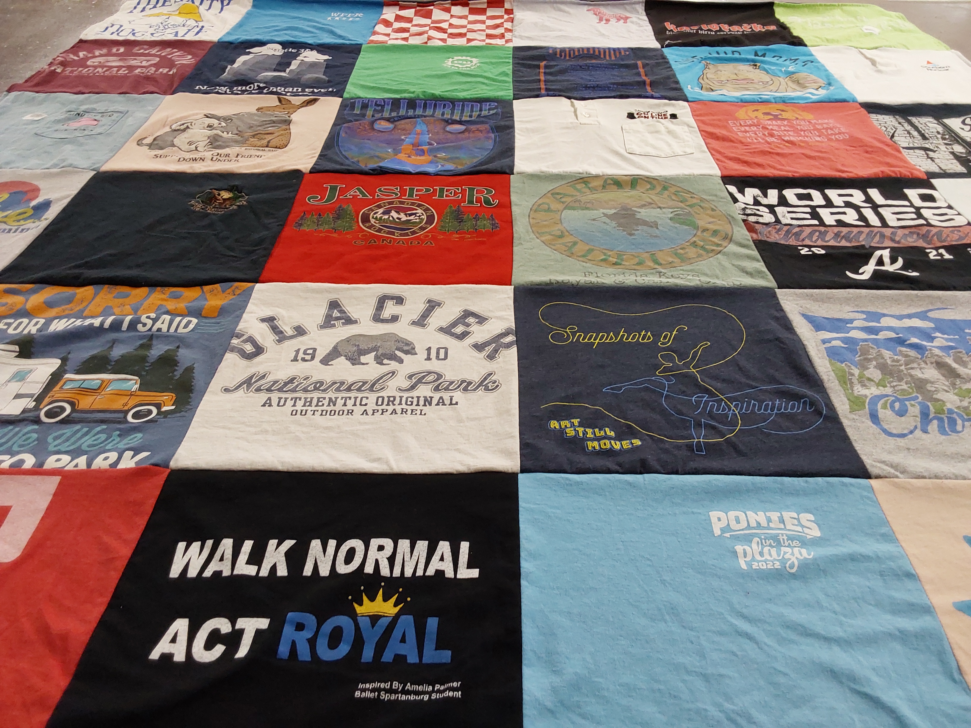 T-shirt quilt with outdoor, art themes by Jayne from GA
