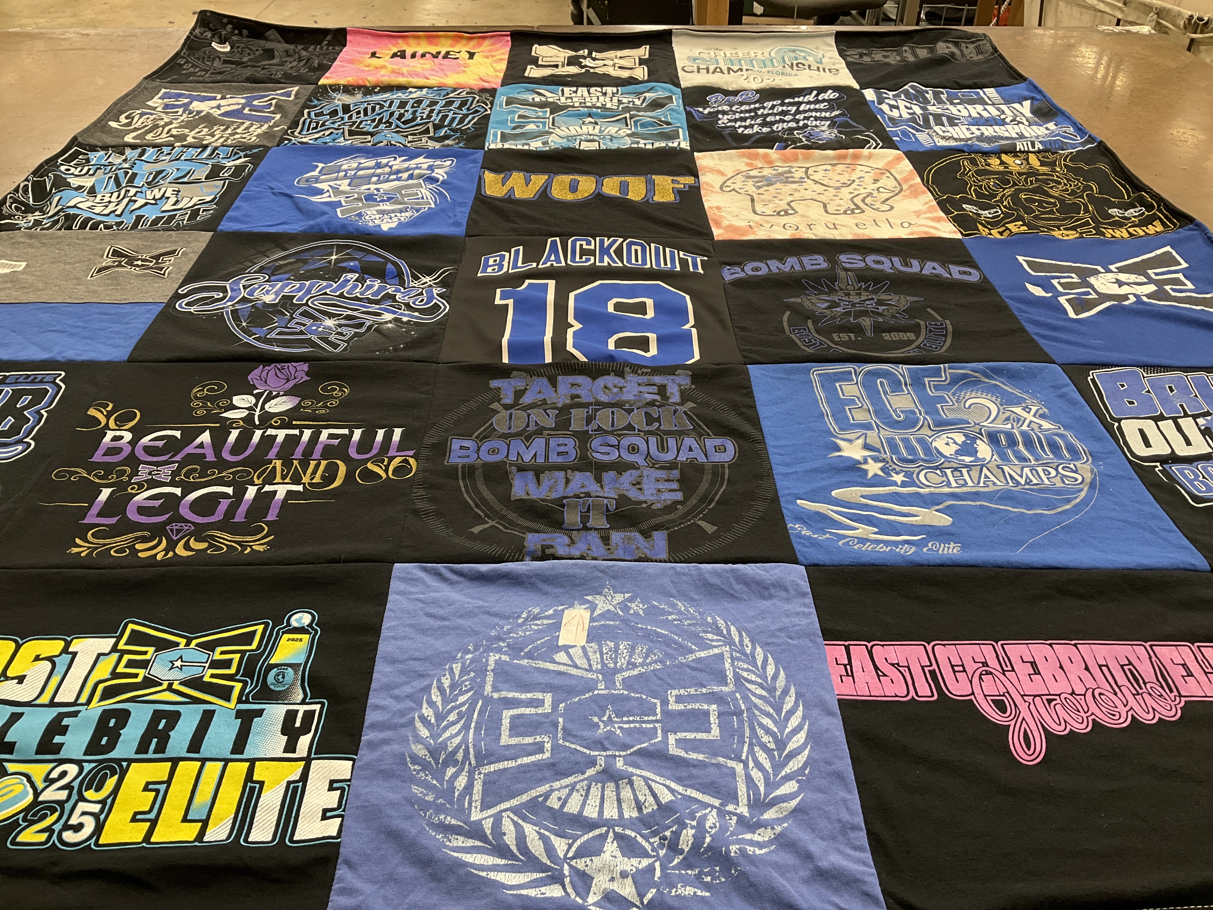 T-shirt quilt with cheerleading, competition themes by Kaitlynn from NH