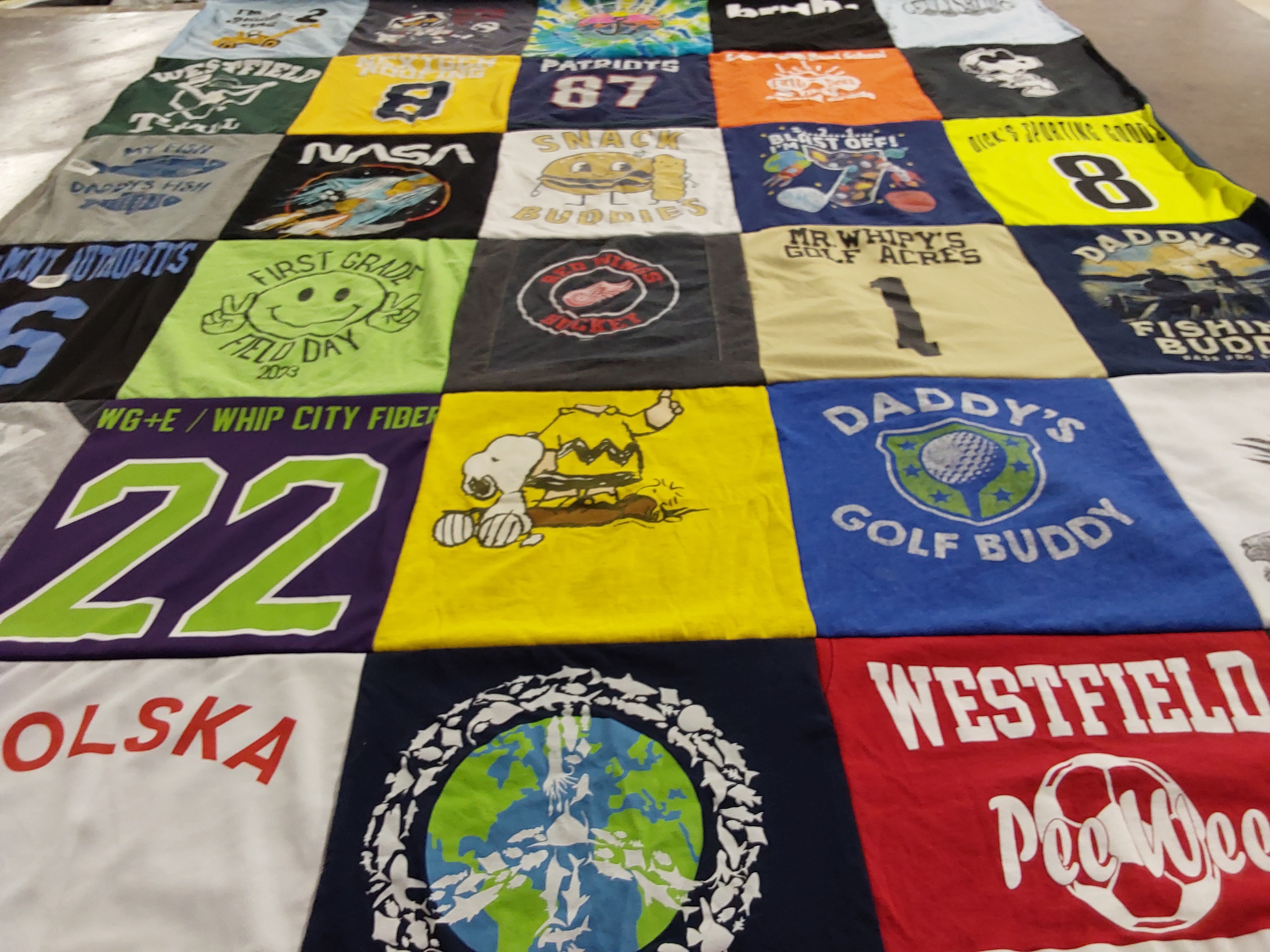 T-shirt quilt featuring westfield peewees by Sarah from MA