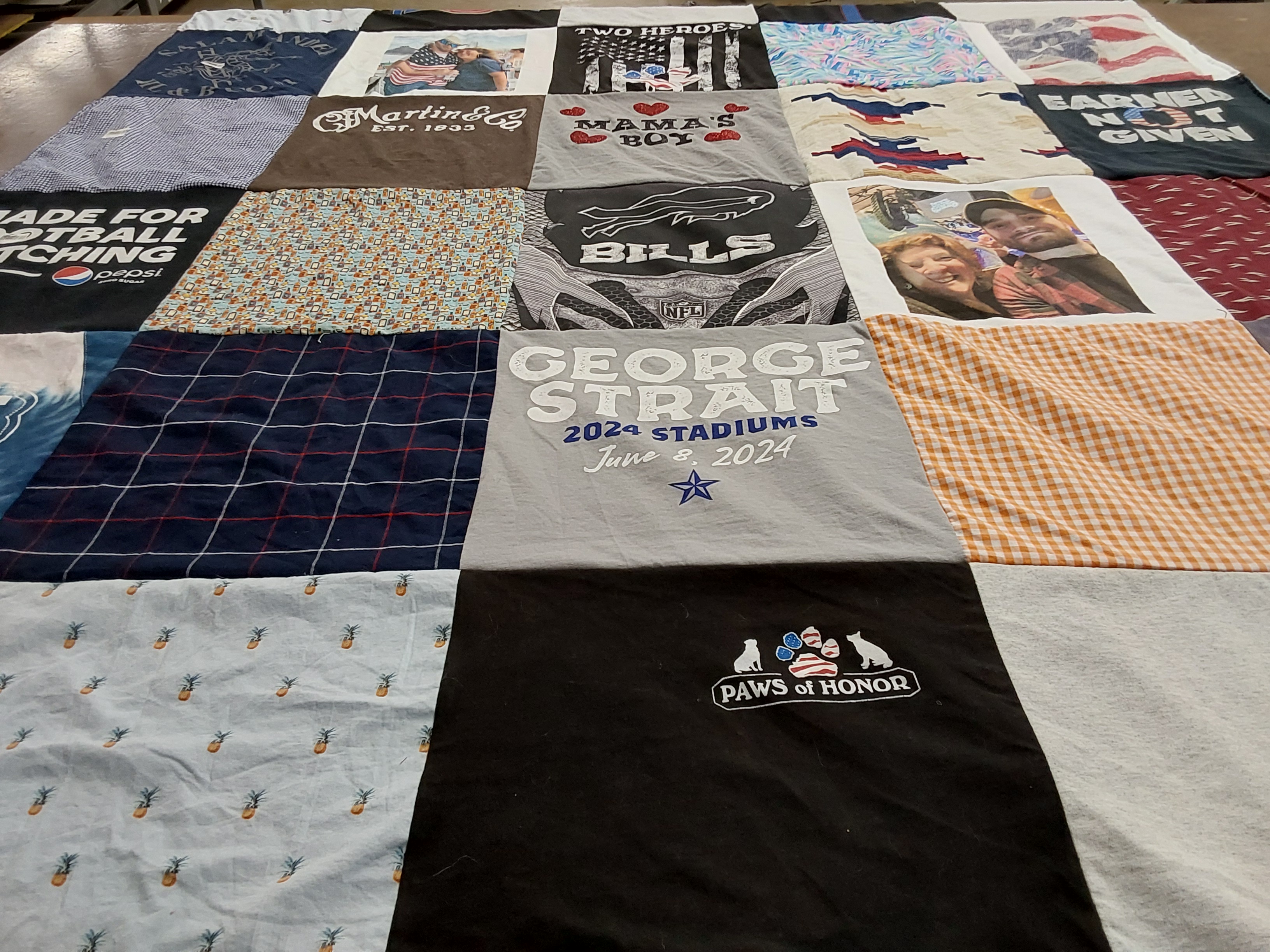 T-shirt quilt with football, music themes by Tammy from NY