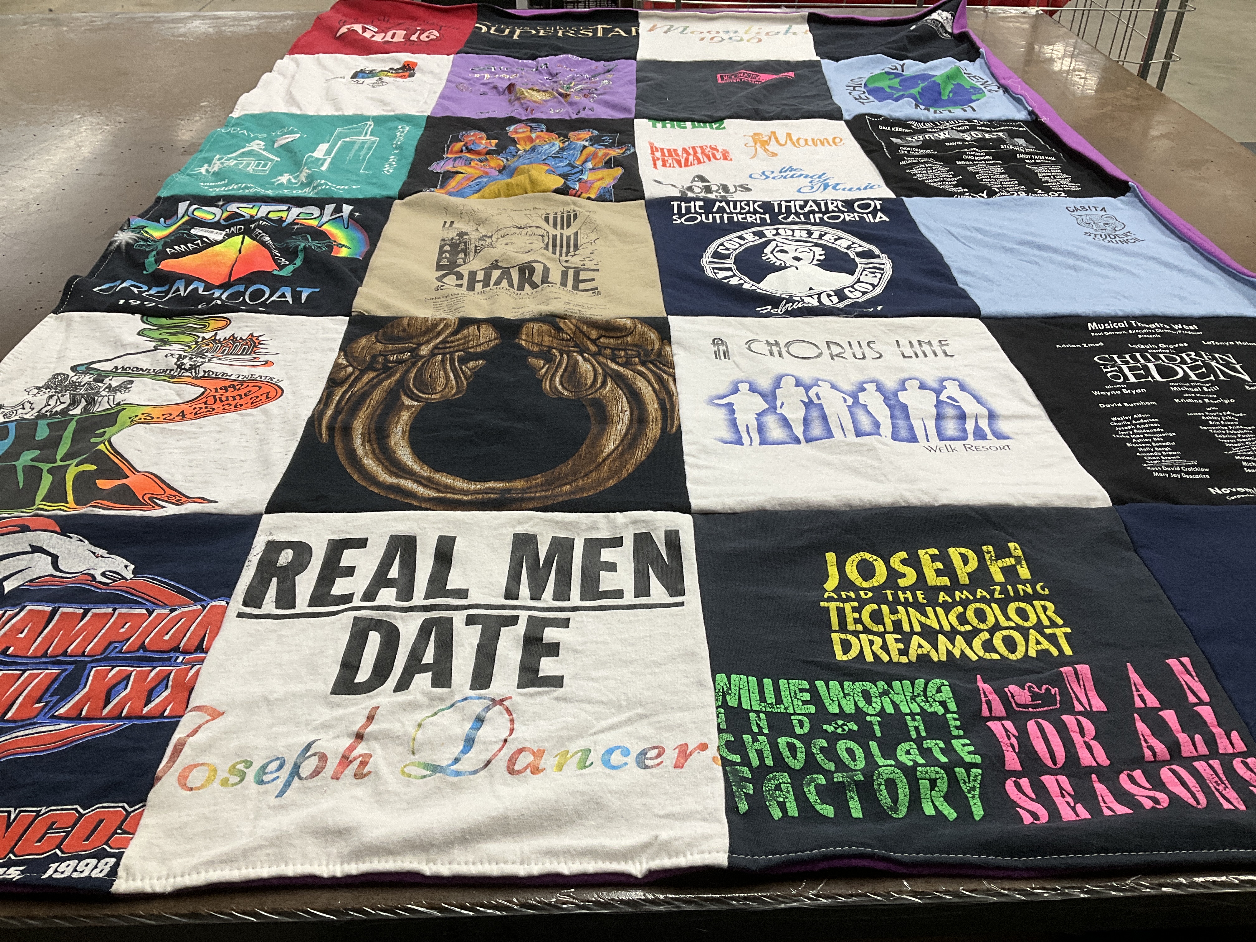 T-shirt quilt with theater, musicals themes by Carmen L from CA