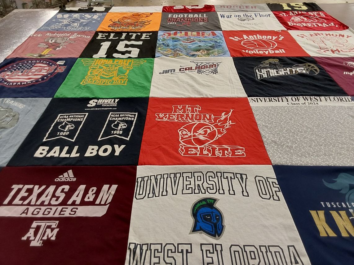 T-shirt quilt featuring st. anthony's volleyball team, mt. vernon elite by Christine from NY