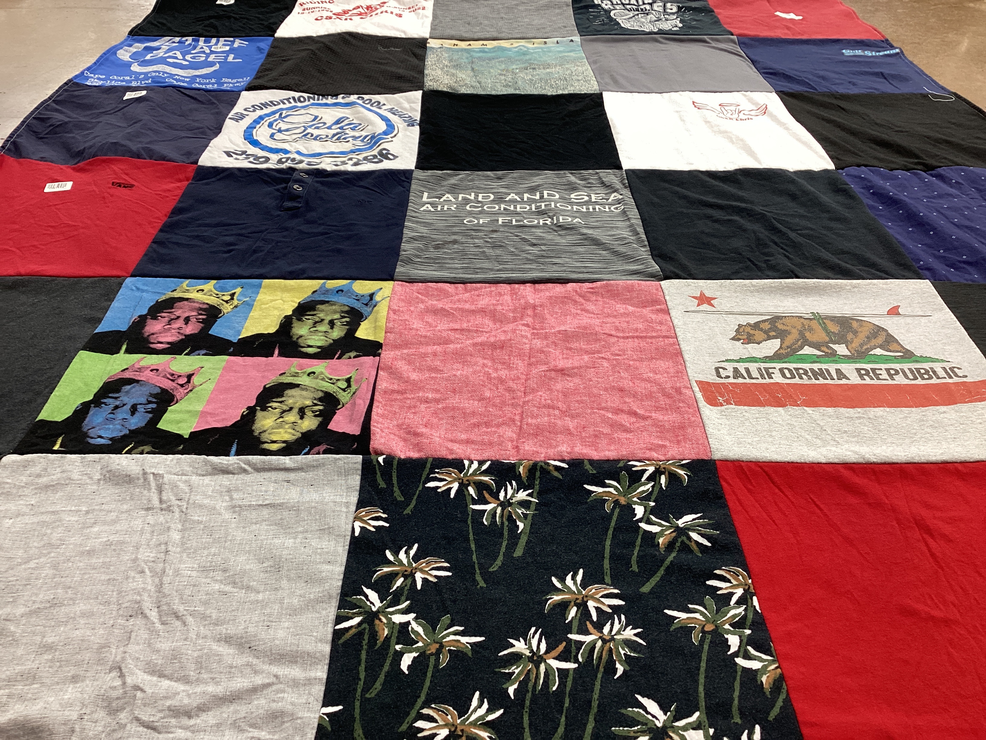 T-shirt quilt with hip hop, california culture themes by Rudy from FL