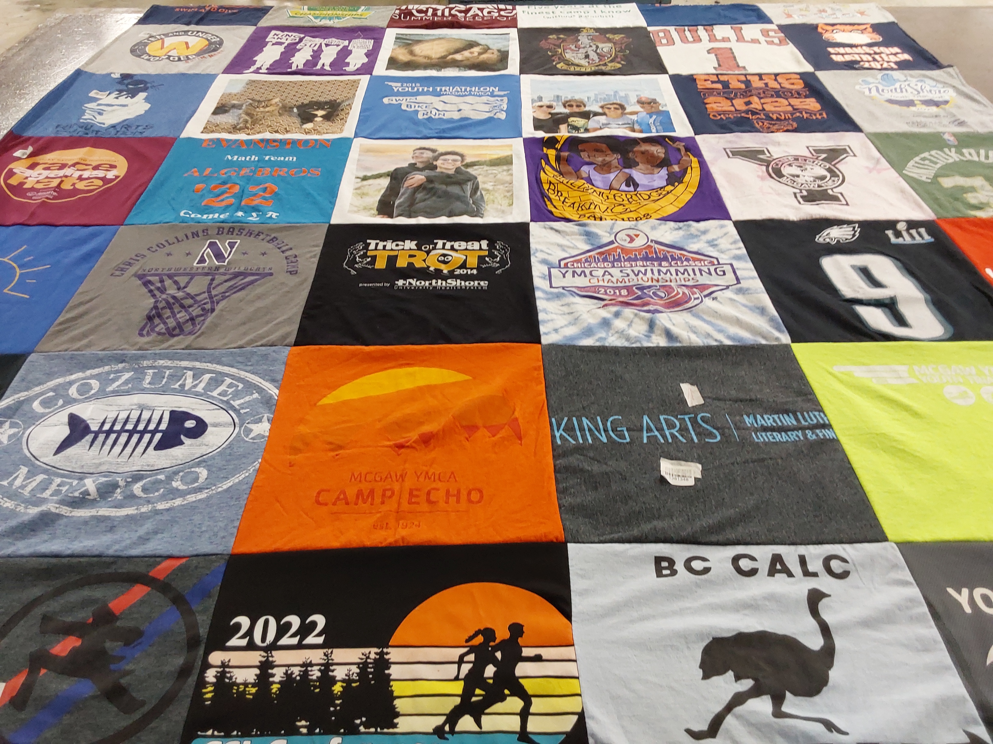 T-shirt quilt featuring northwestern wildcats, chicago bulls by Anne from IL