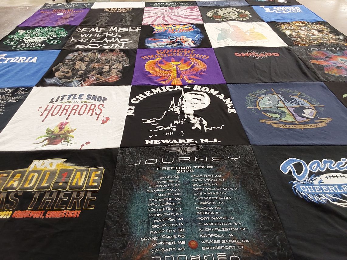T-shirt quilt featuring dariens cheerleading by Victoria from CT