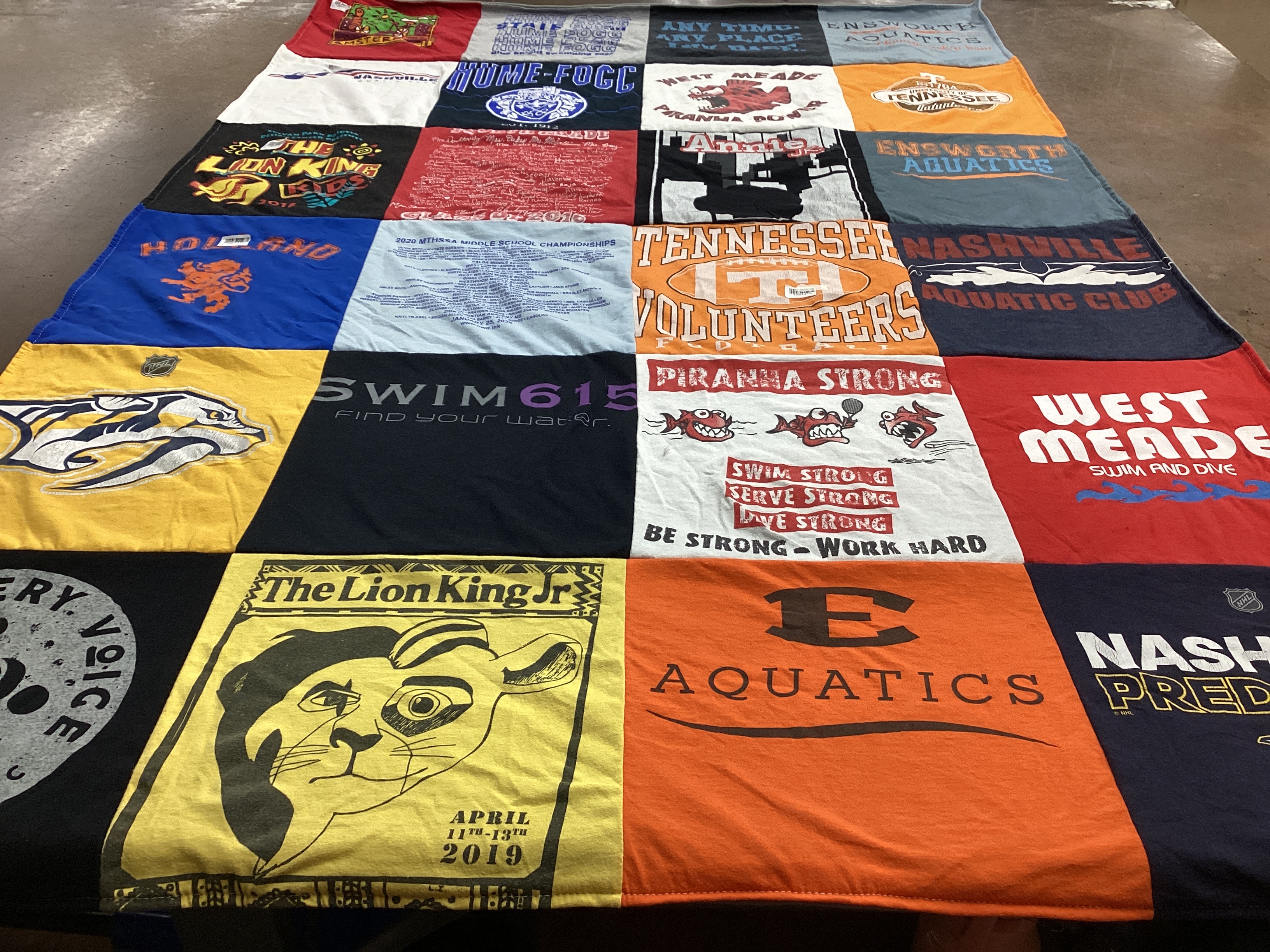 T-shirt quilt featuring tennessee volunteers by Nancy from TN