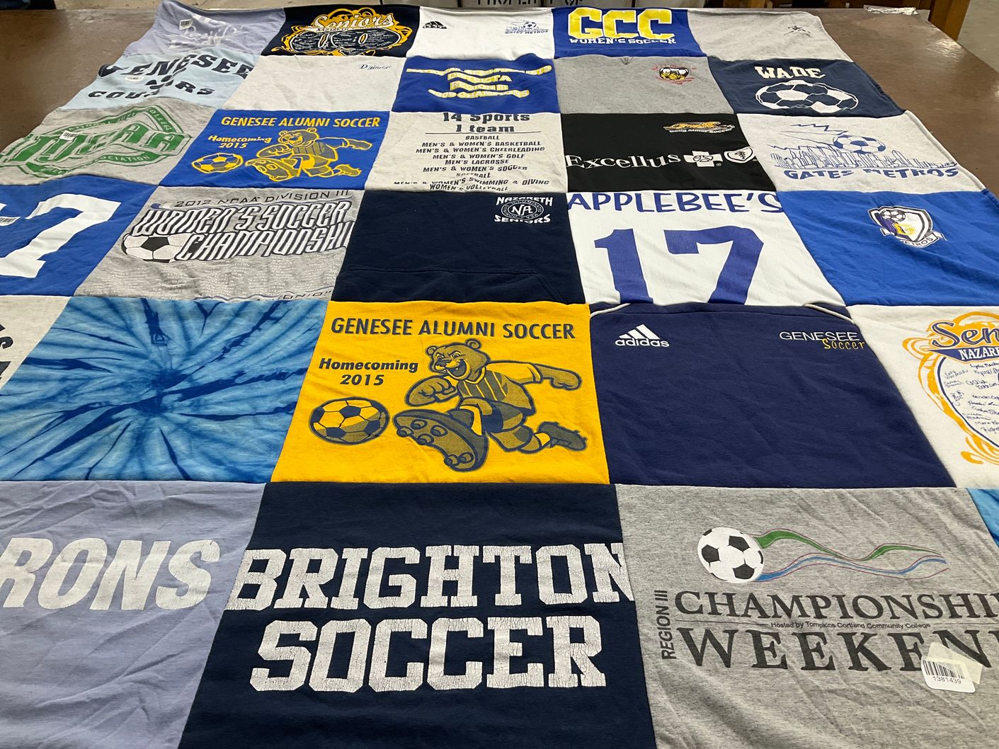 T-shirt quilt featuring genesee soccer, brighton college soccer by Dzindzi from FL