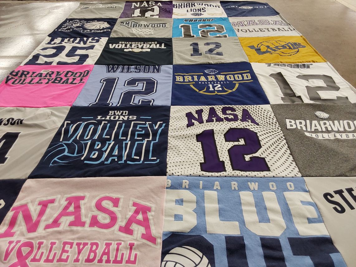 T-shirt quilt featuring briarwood lions by Sara from AL