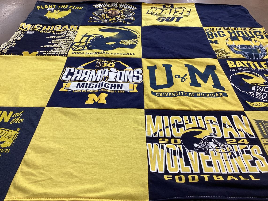T-shirt quilt featuring michigan wolverines football by Julie from FL